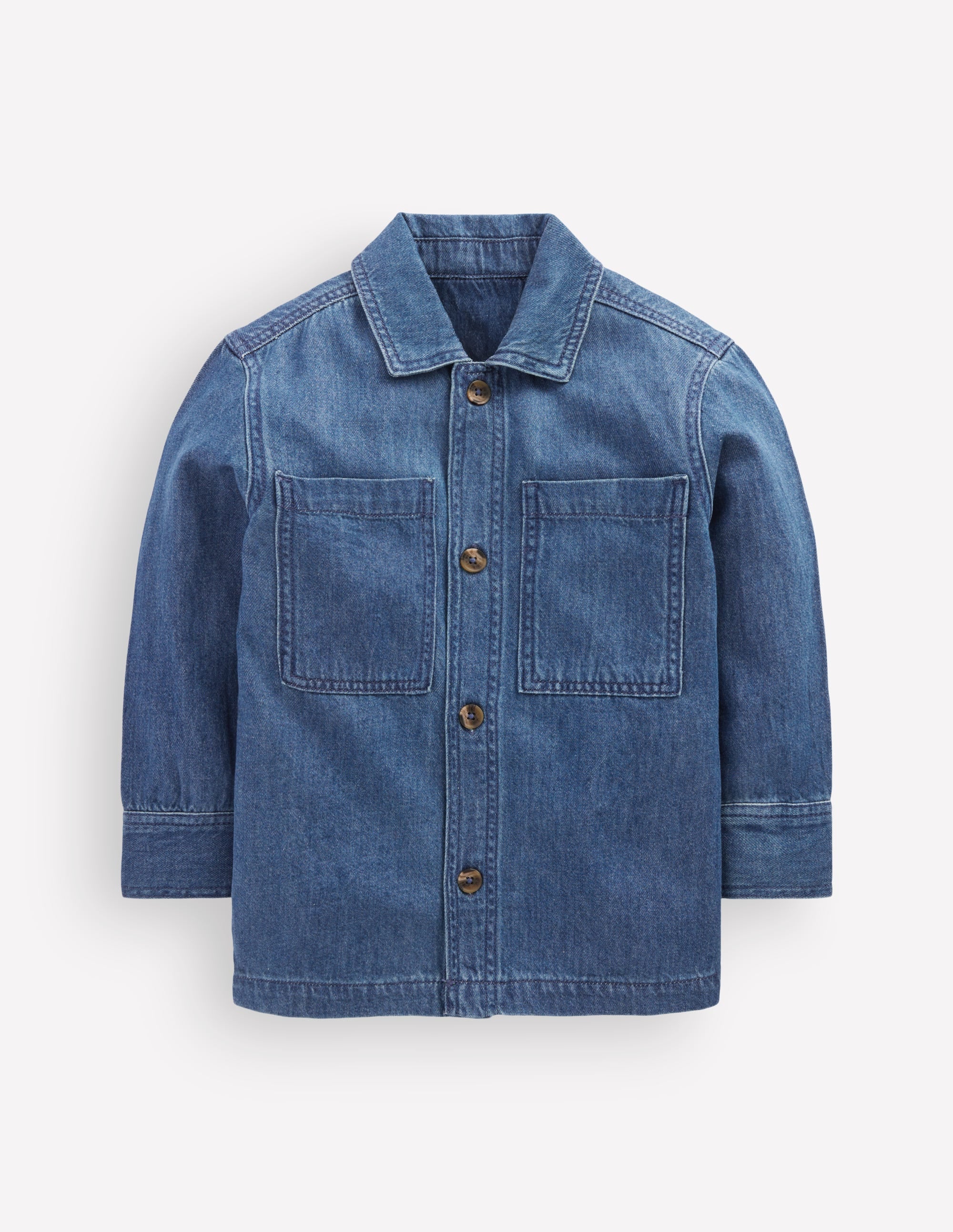 Front Pocket Overshirt-Mid Denim - Image 3