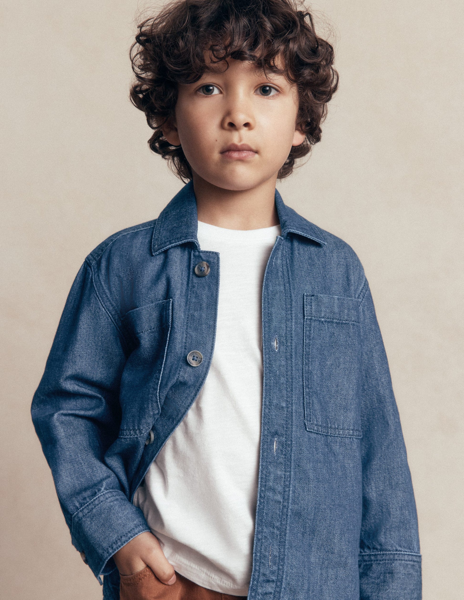 Front Pocket Overshirt-Mid Denim-1