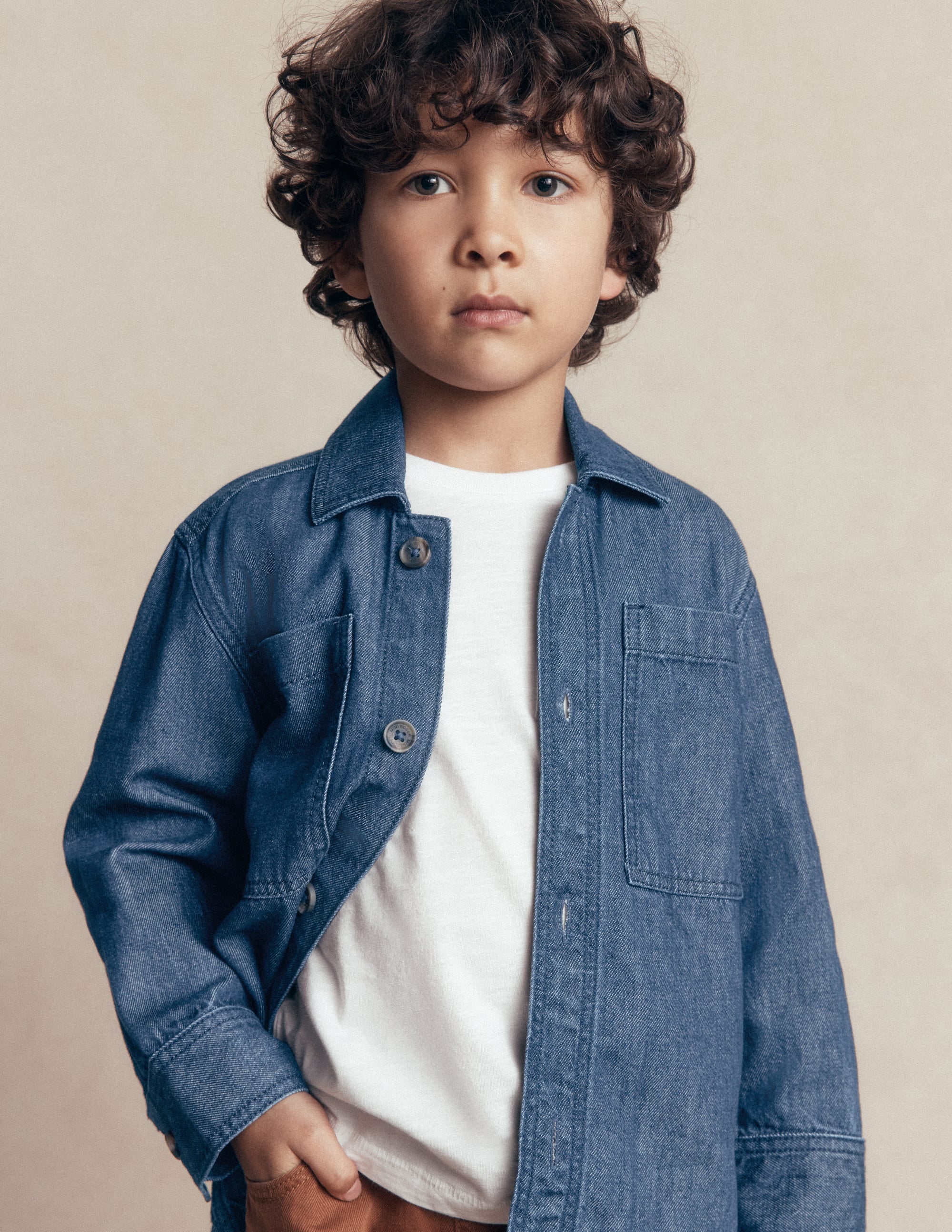 Front Pocket Overshirt-Mid Denim - Image 1