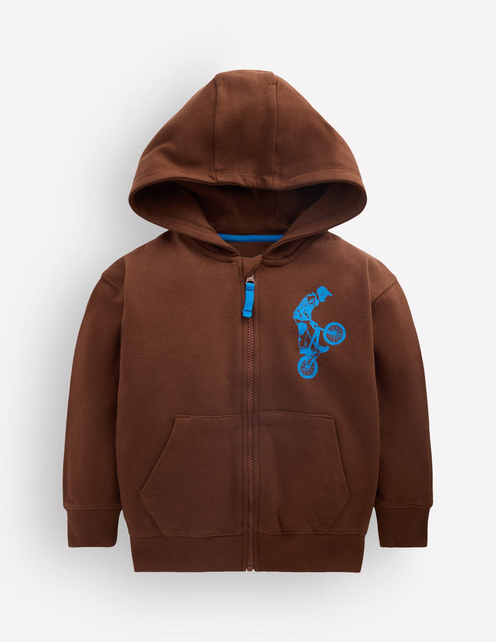 Front & Back Zip-Up Hoody-Brown BMX