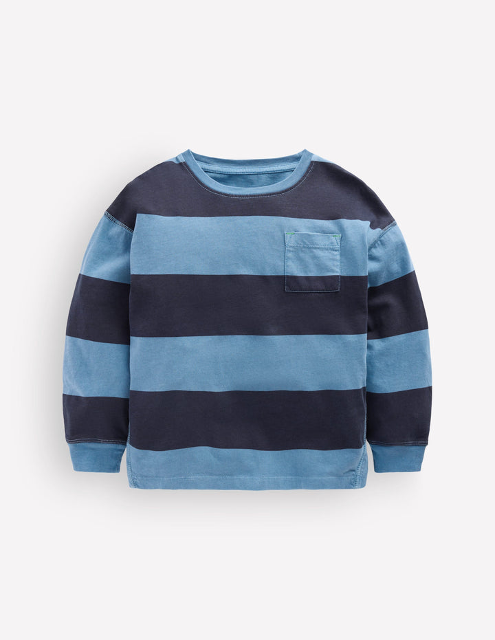 Long Sleeve Garment Dye Tee-College Navy / Denim Blue