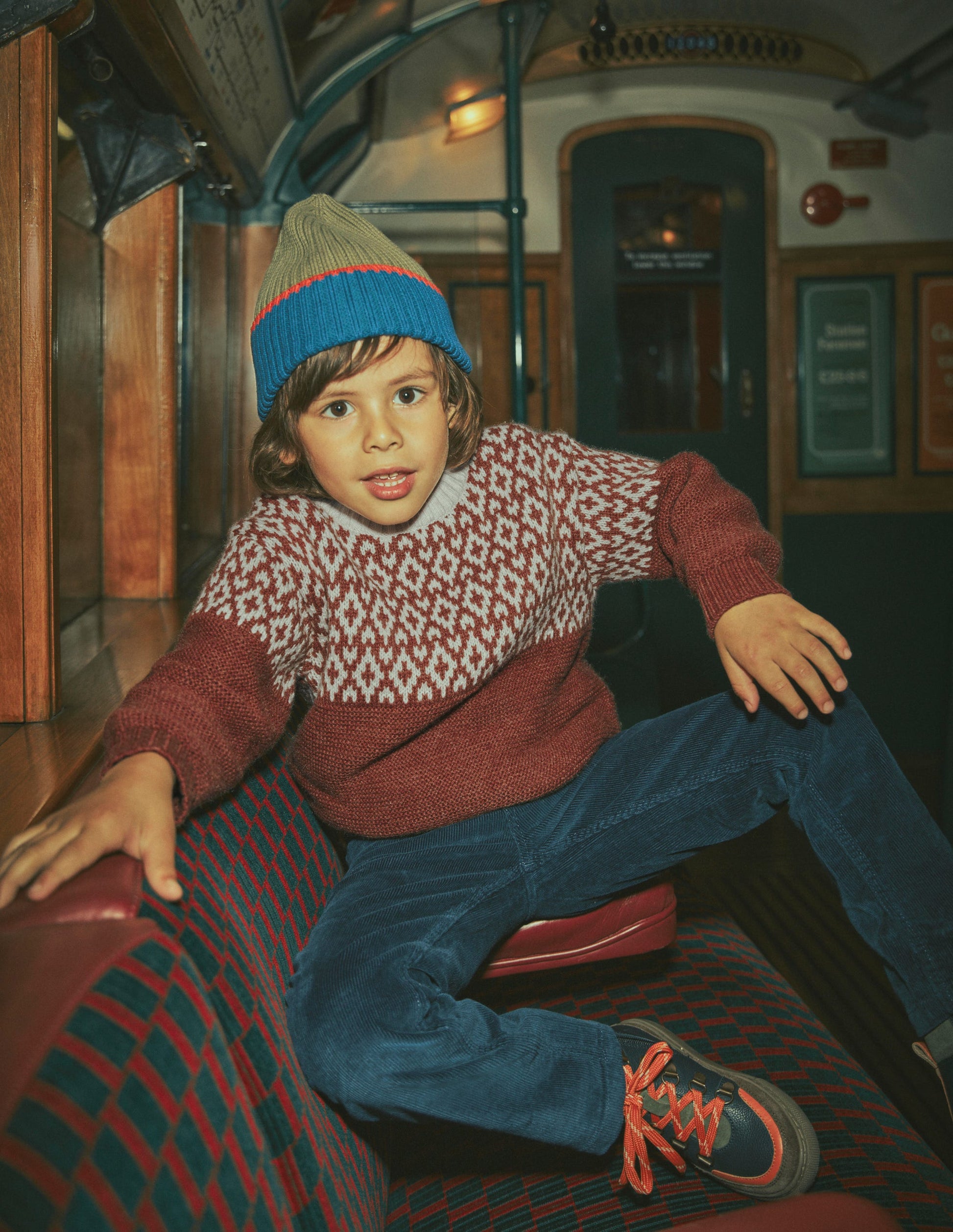 Relaxed Fair Isle Jumper-Auburn Melange-1