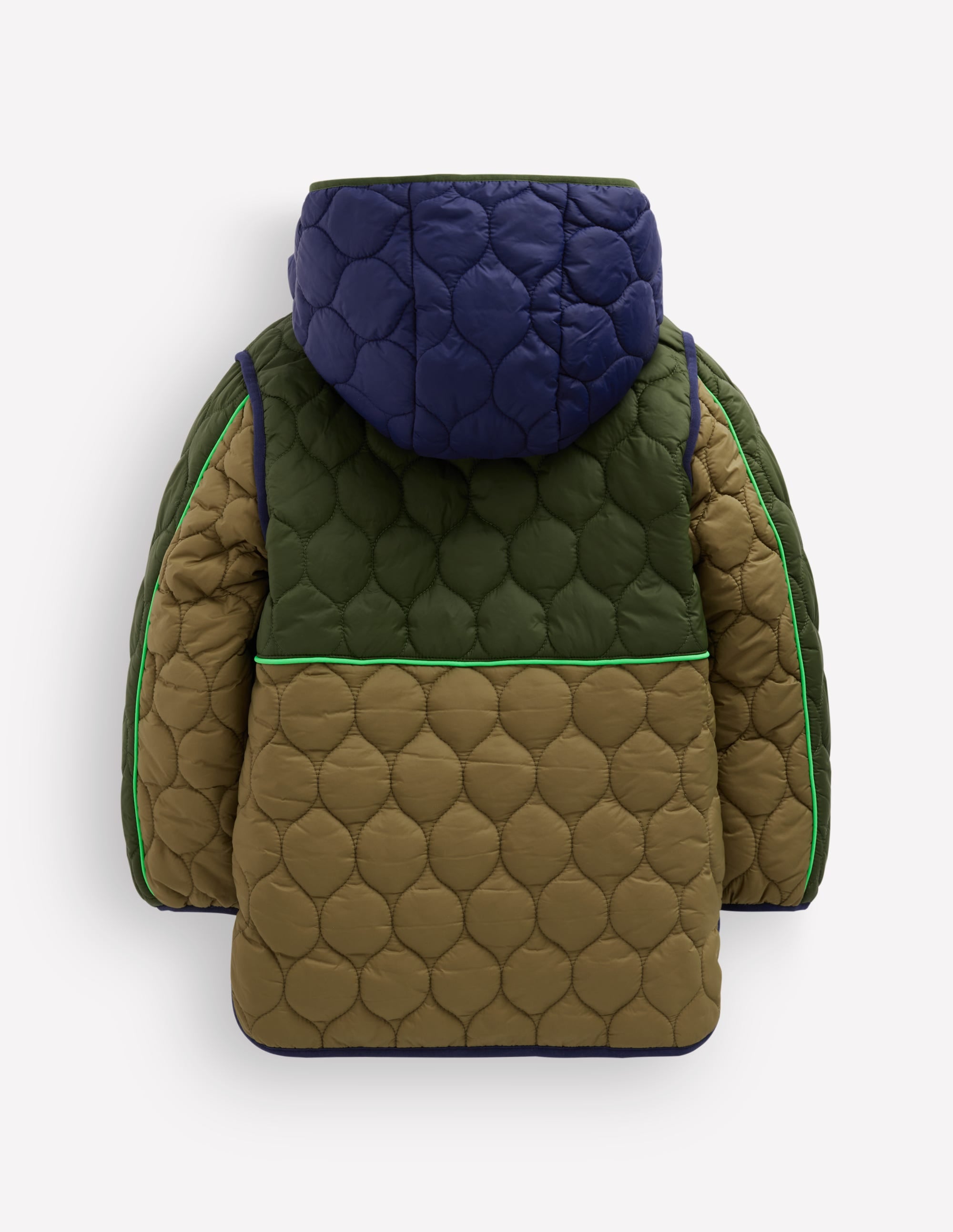 Quilted Coat-Khaki Colourblock - Image 6