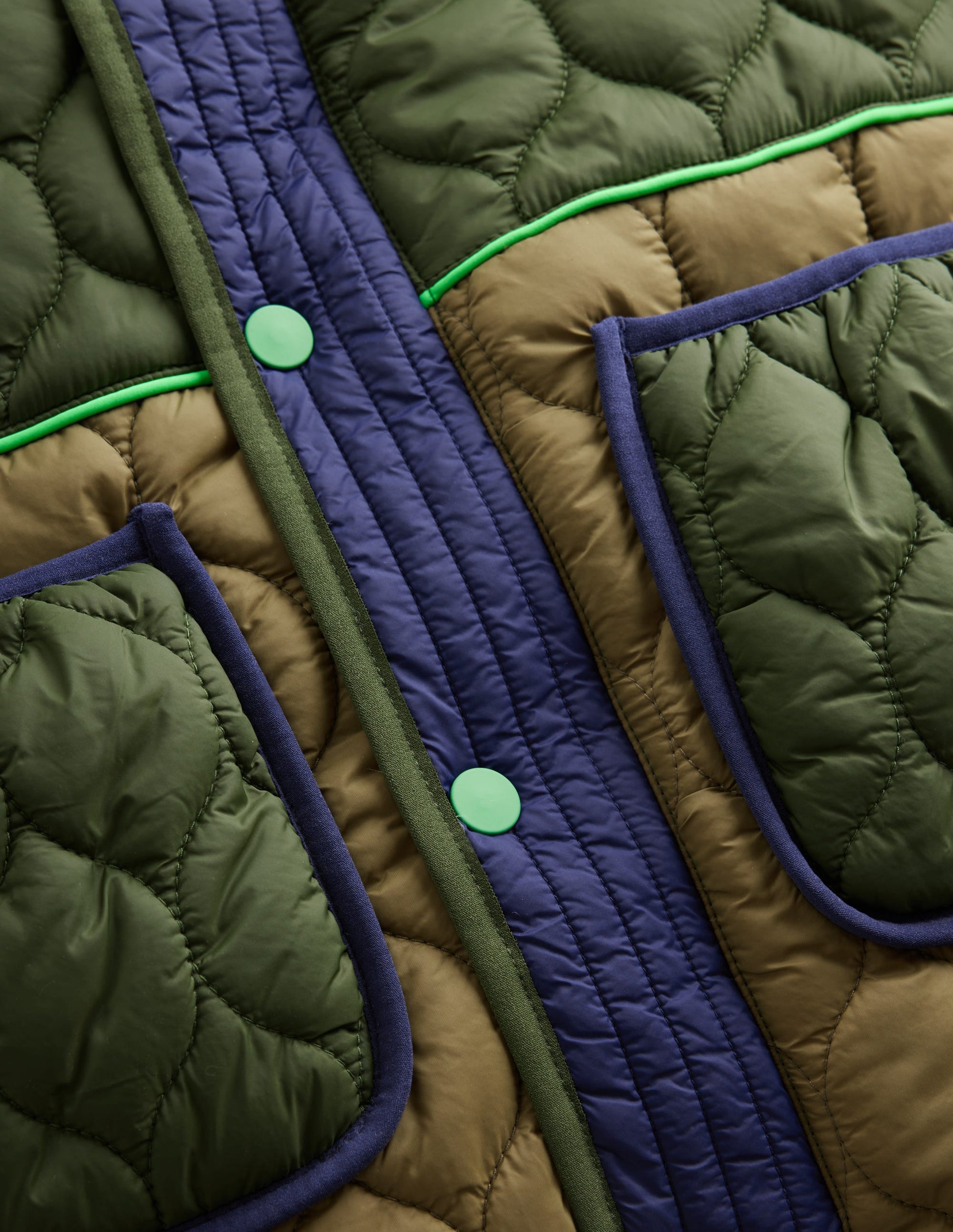 Quilted Coat-Khaki Colourblock-7