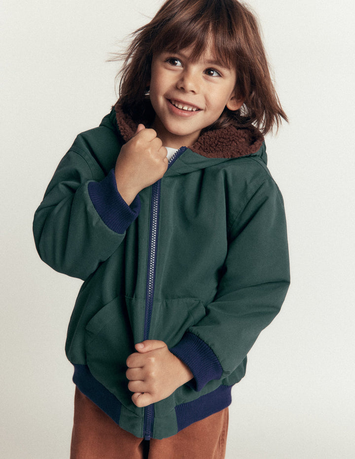 Reversible Borg Bomber-Malachite Green/Raw Umber