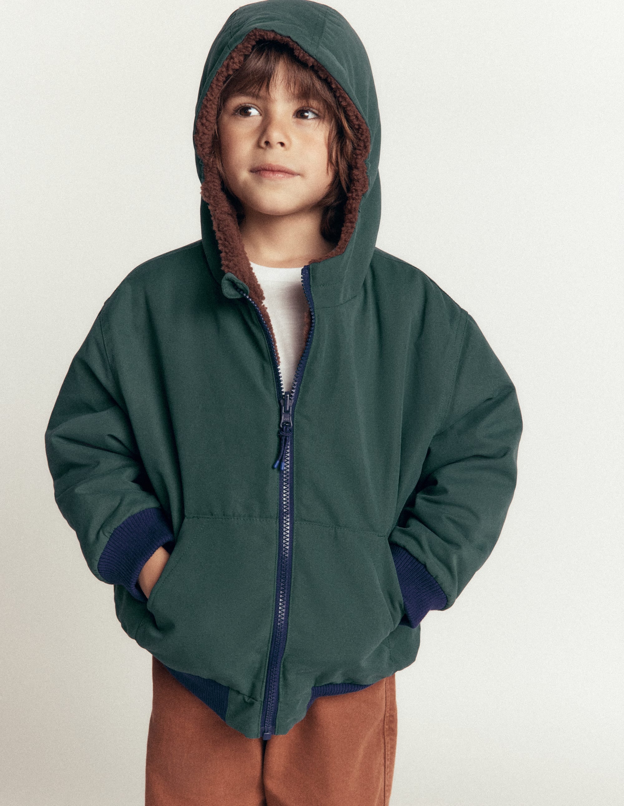 Reversible Borg Bomber-Malachite Green/Raw Umber - Image 3