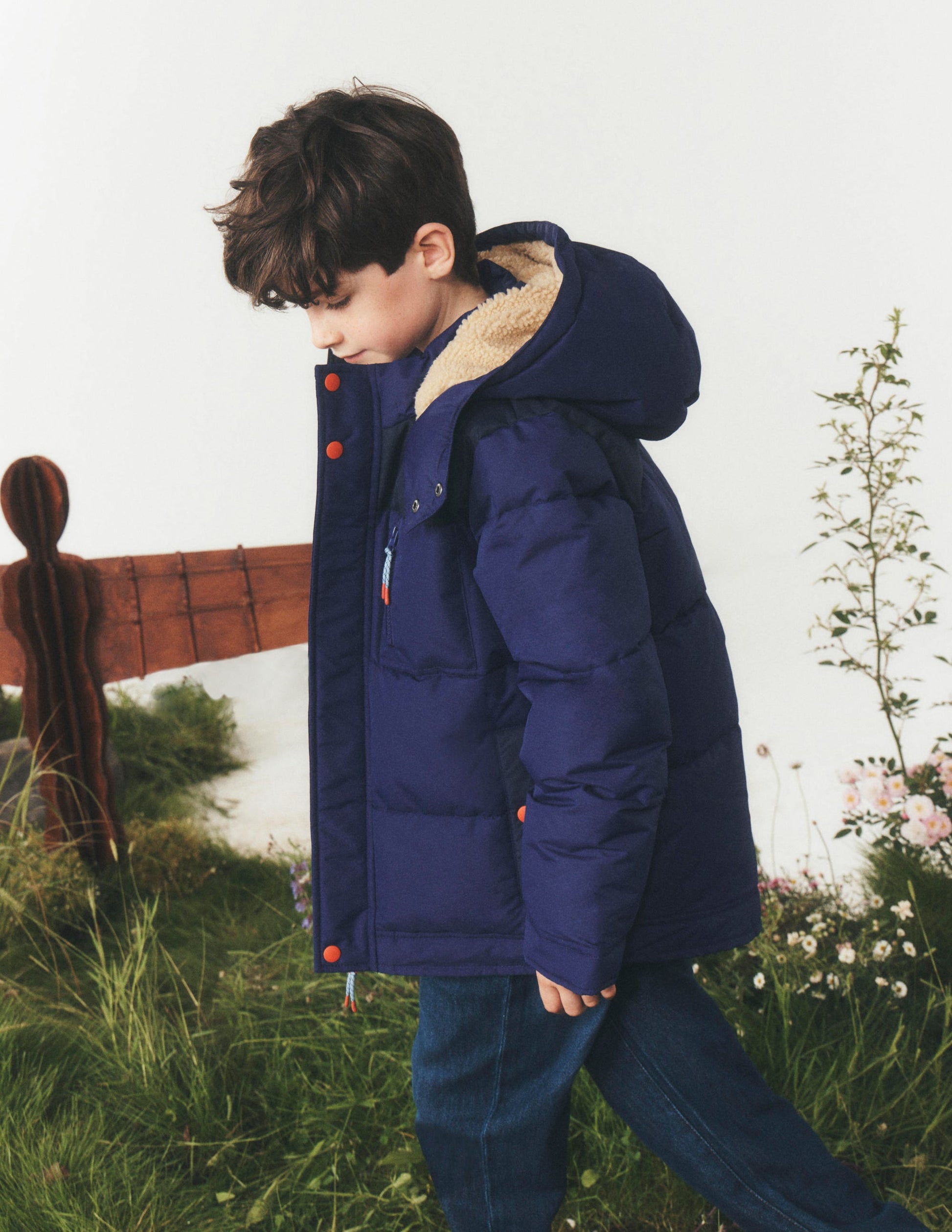 Borg Lined Puffer Coat-College Navy-1