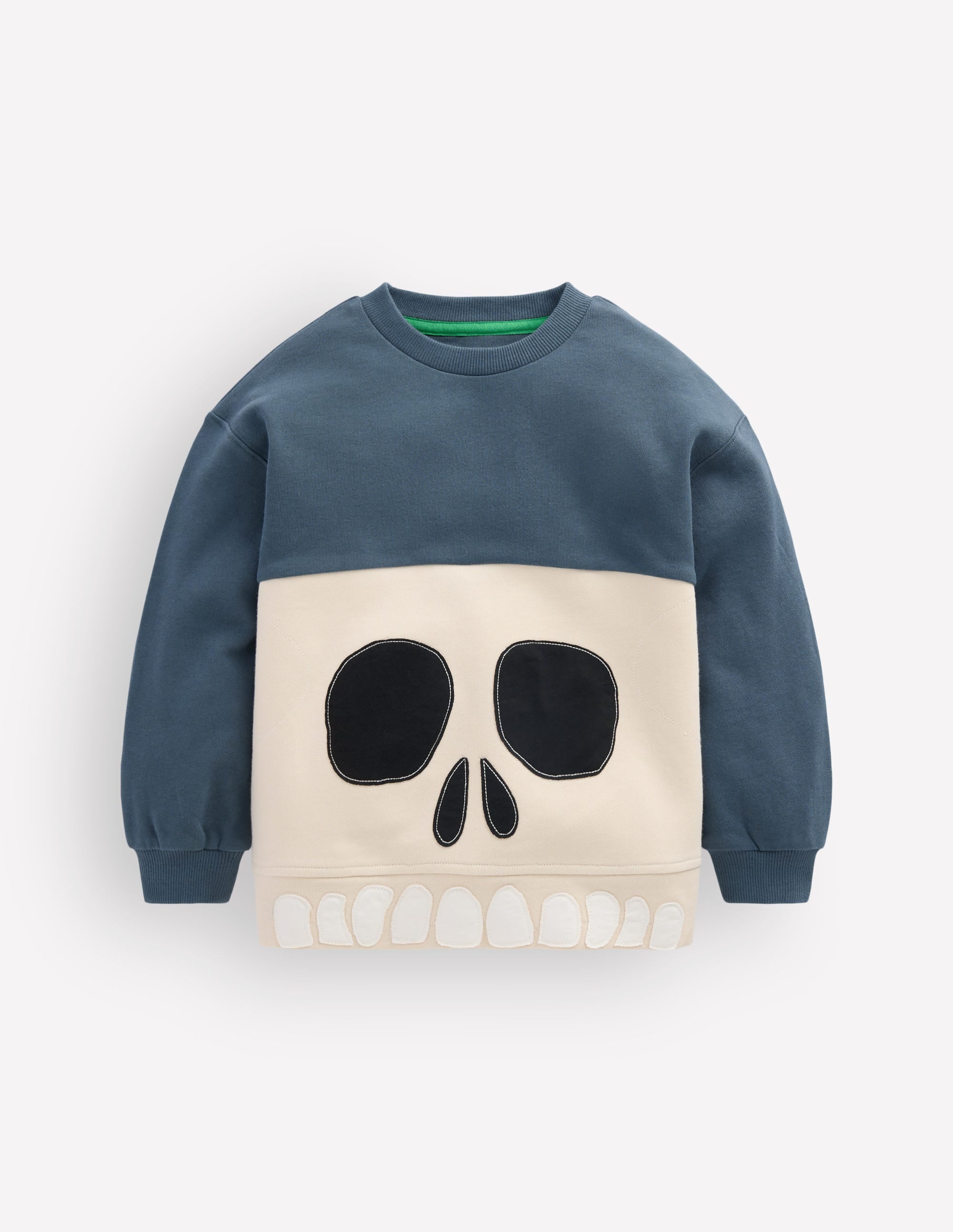 Halloween Glow Sweatshirt-College Navy Skull - Image 3