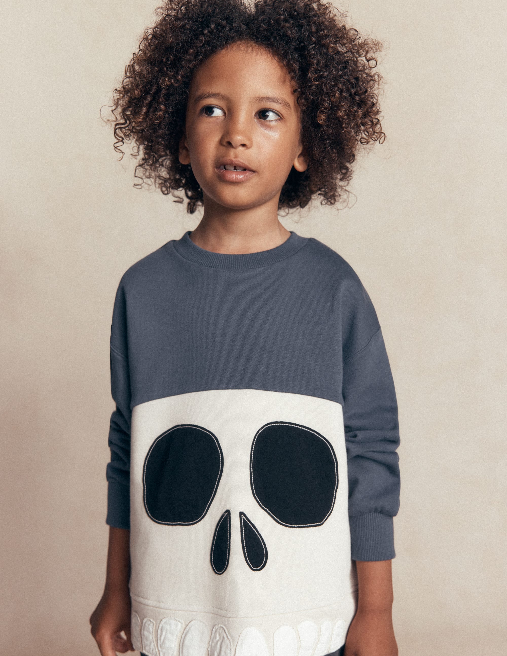 Halloween Glow Sweatshirt-College Navy Skull - Image 2