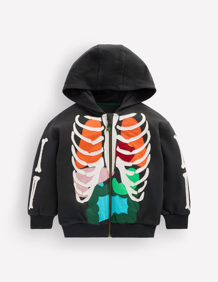 Halloween Glow Hoodie-Shadow Grey Skeleton
