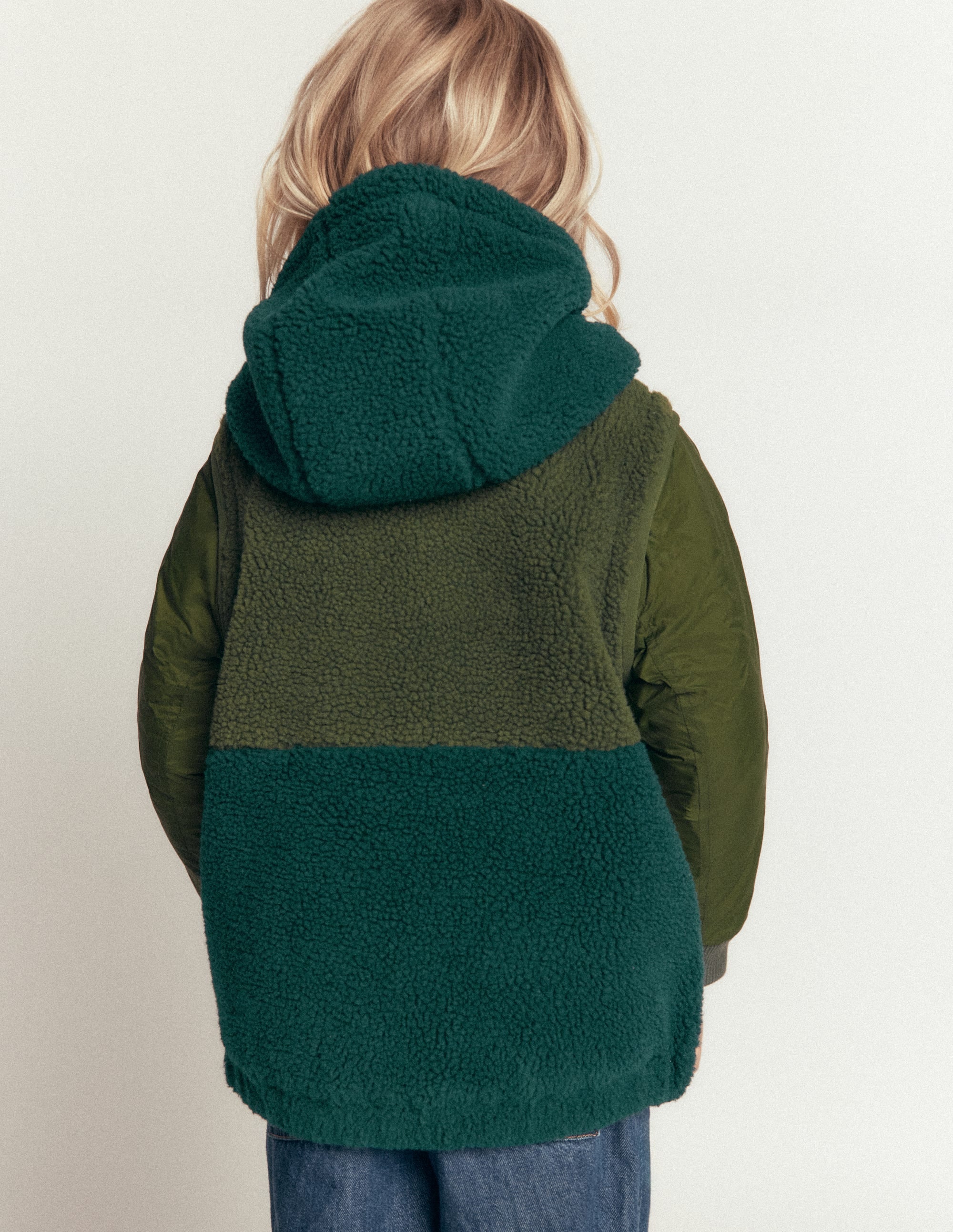 2-in-1 Borg Mix Panel Jacket-Khaki - Image 3