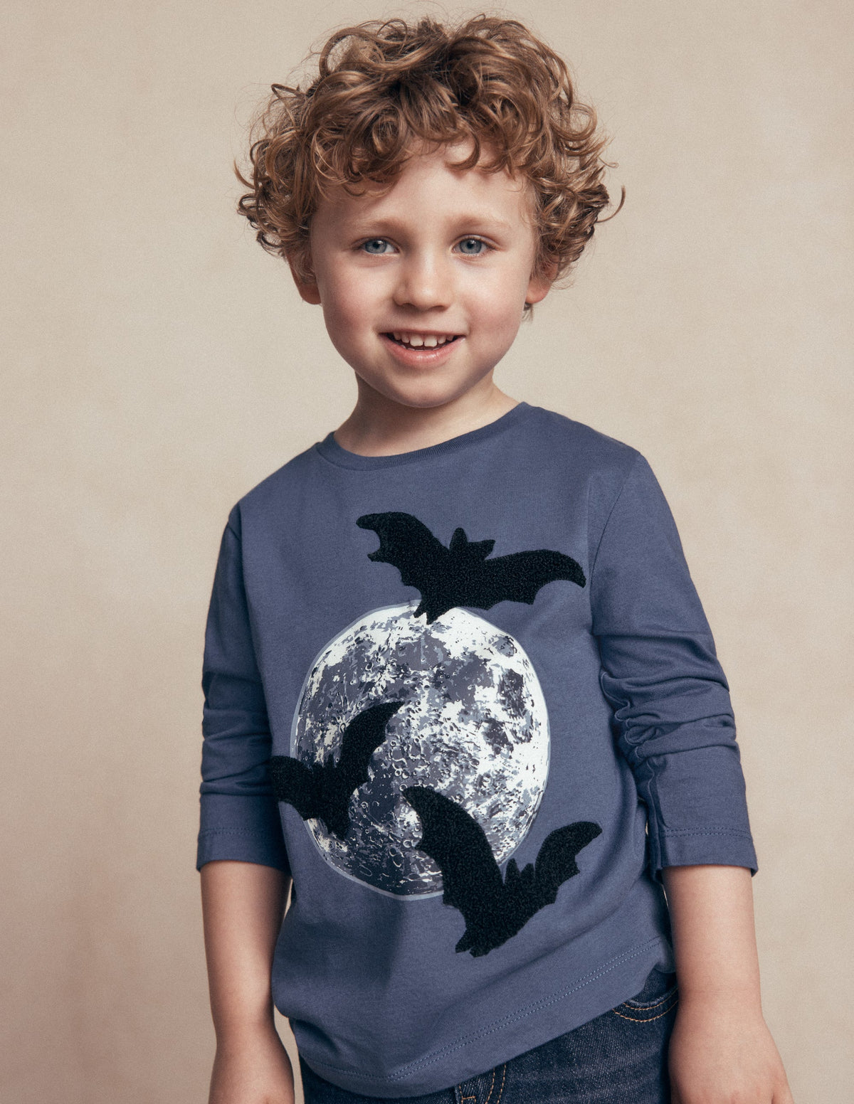 Glow Appliqué T-shirt-Moons and Bats-1