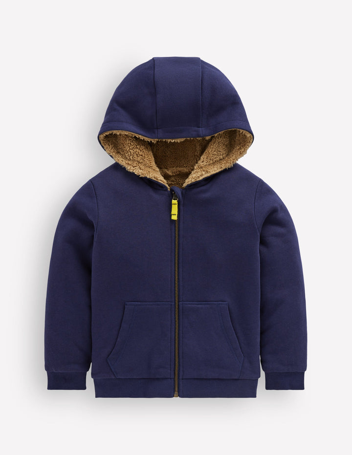 Reversible Borg Hoody-College Navy