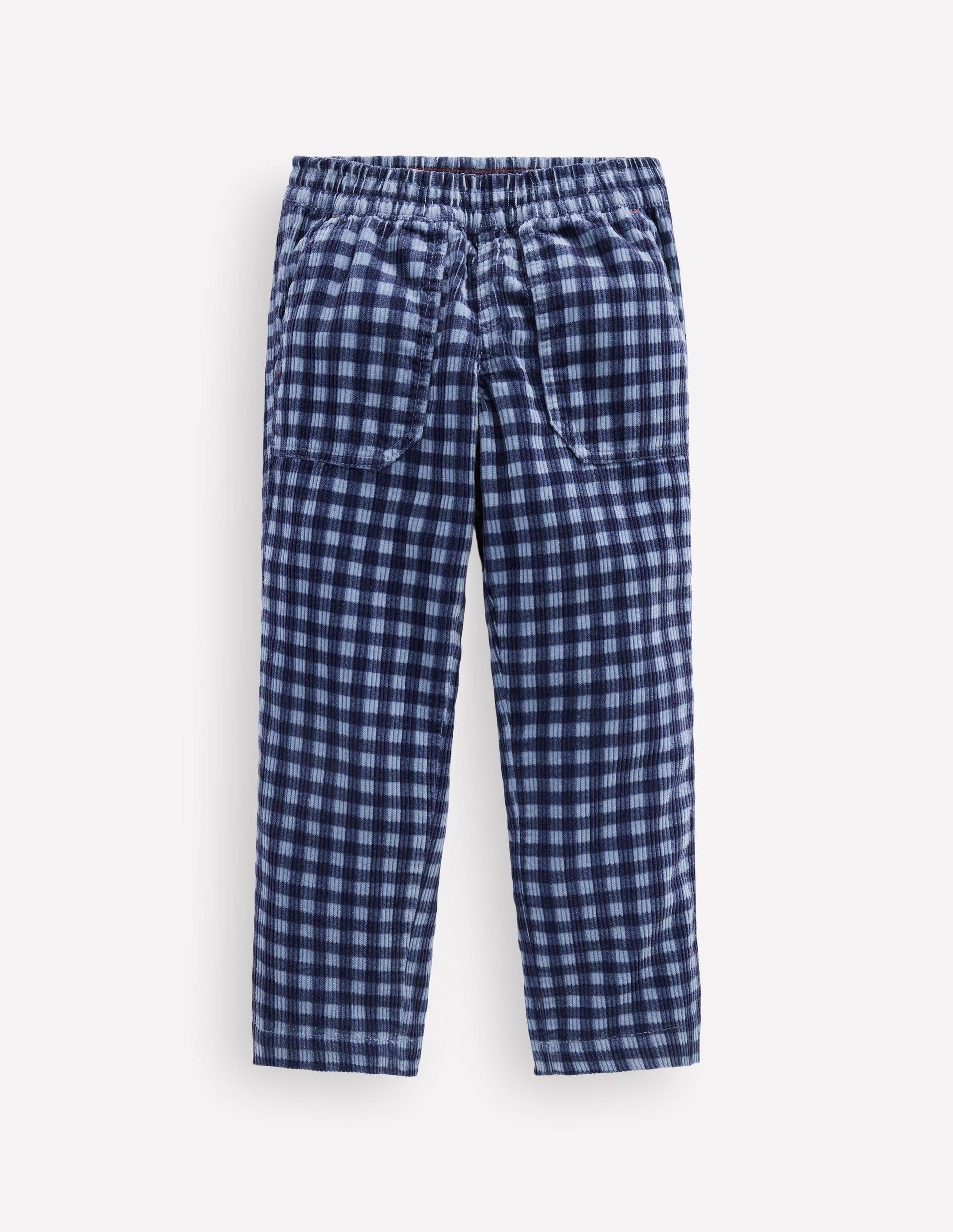 Pull-on Cord Pants-Faded Denim Gingham-2