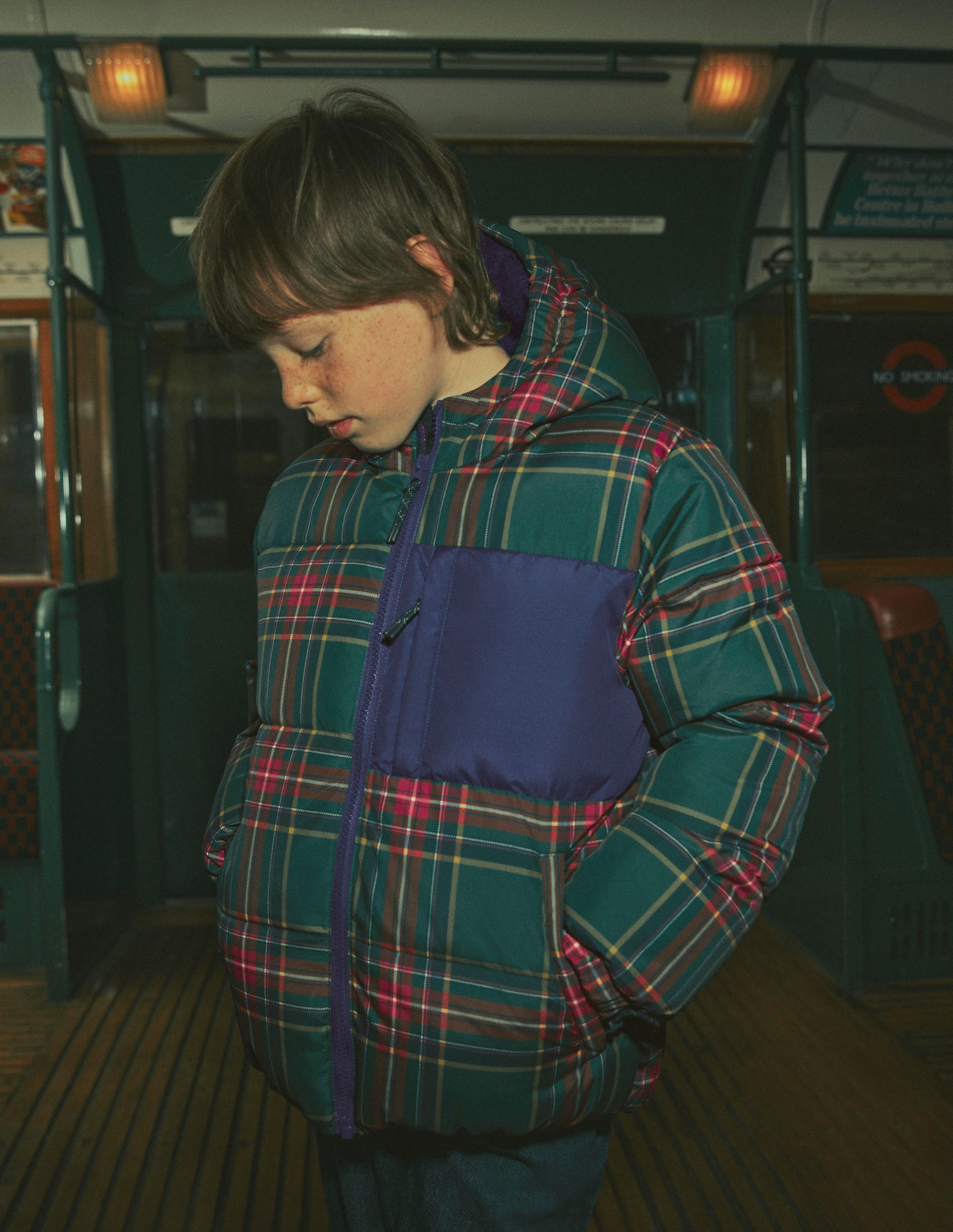 Fun Padded Coat-Green Check-1