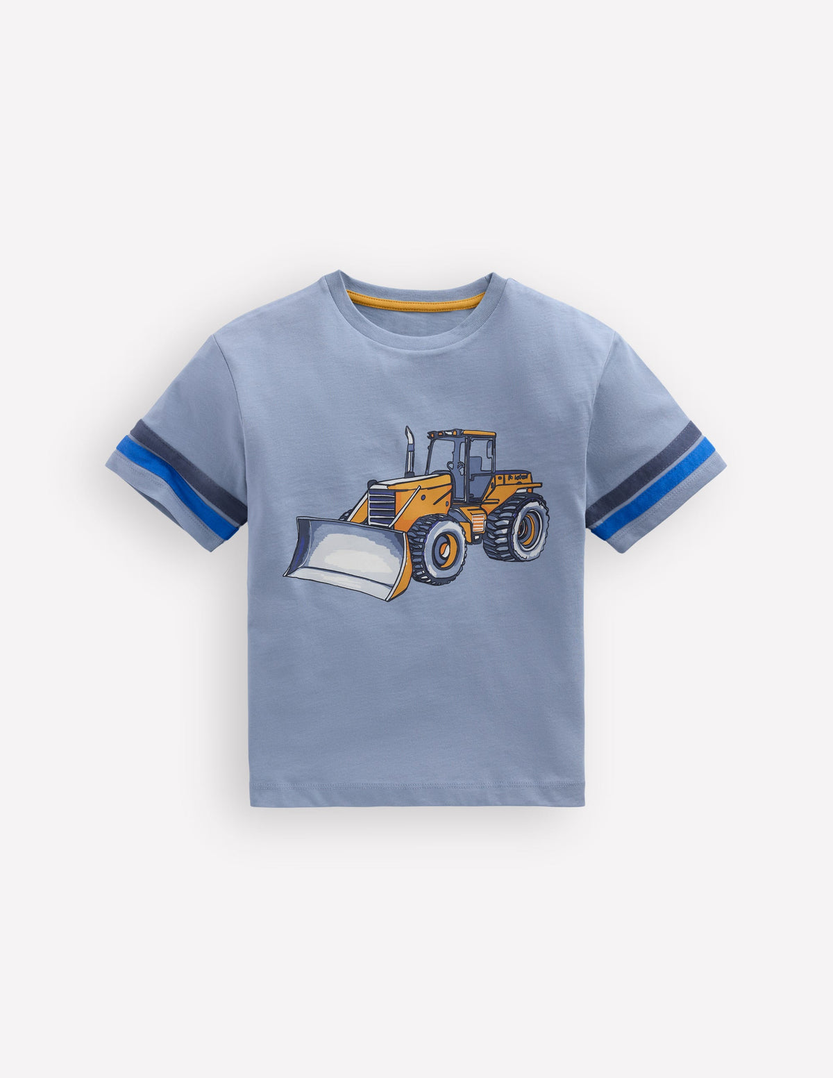 Colour Block Printed T-shirt-French Blue Tractor-1