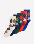 Boys Ribbed Socks 5 Pack-Multi Argyle