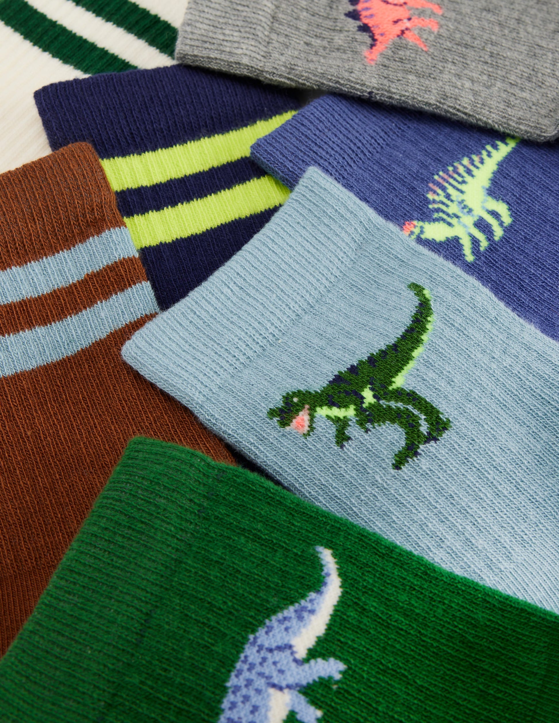 7 Pack Ribbed Socks-Dinos-2
