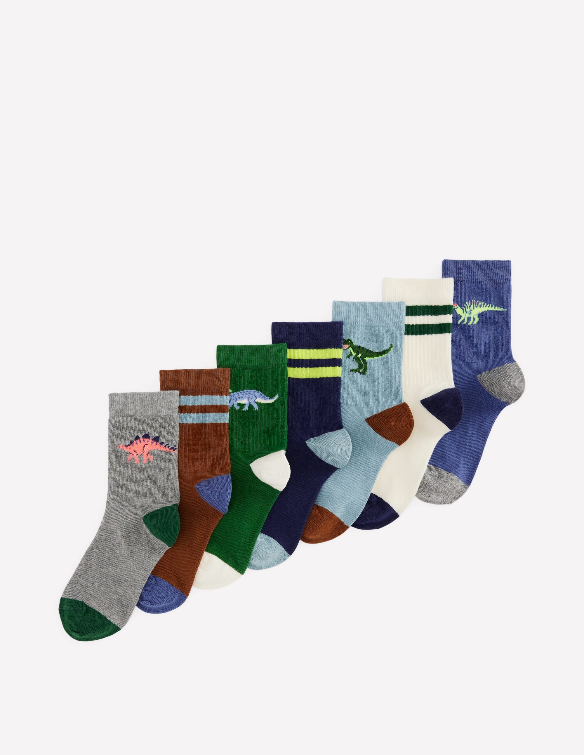 7 Pack Ribbed Socks-Dinos - Image 1