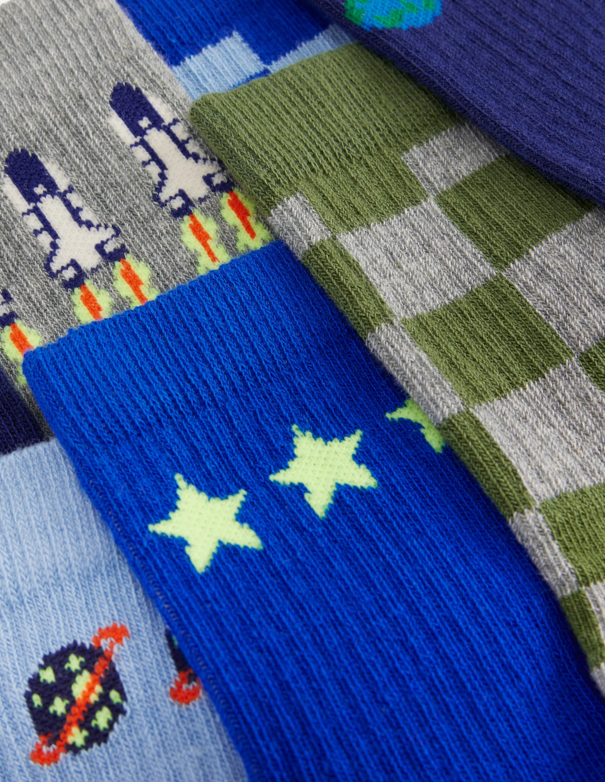 7 Pack Ribbed Socks-Space Checkerboard - Image 2