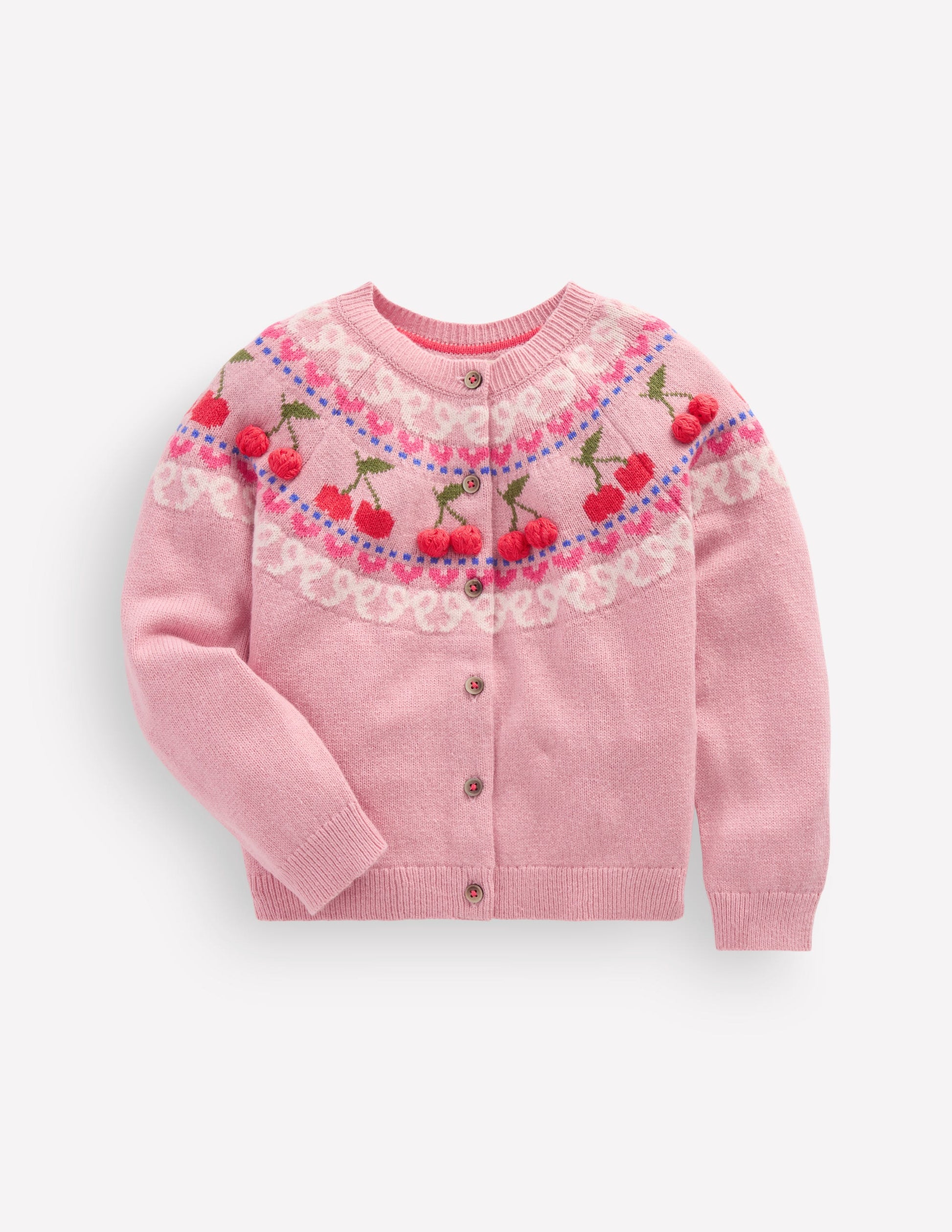 Edie Fair Isle Cardigan-Vintage Pink Marl Cherries-1