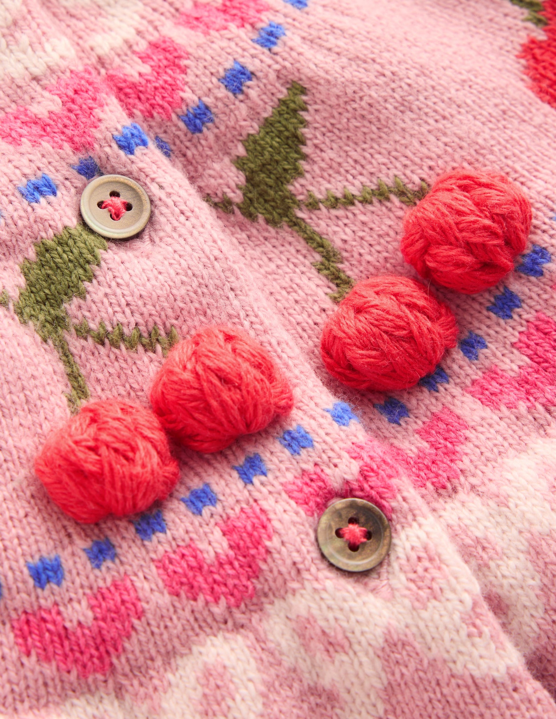 Edie Fair Isle Cardigan-Vintage Pink Marl Cherries-3