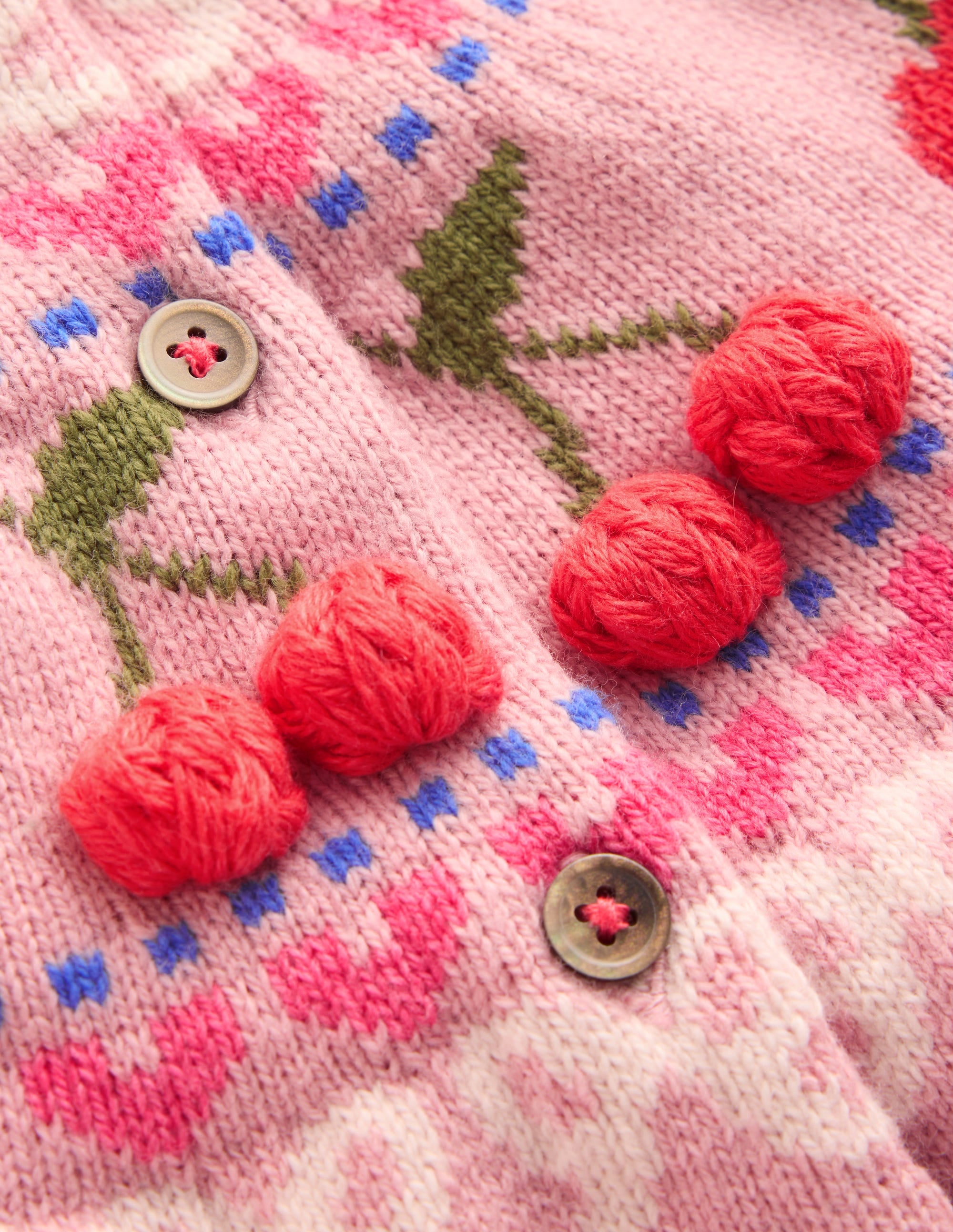 Edie Fair Isle Cardigan-Vintage Pink Marl Cherries - Image 3