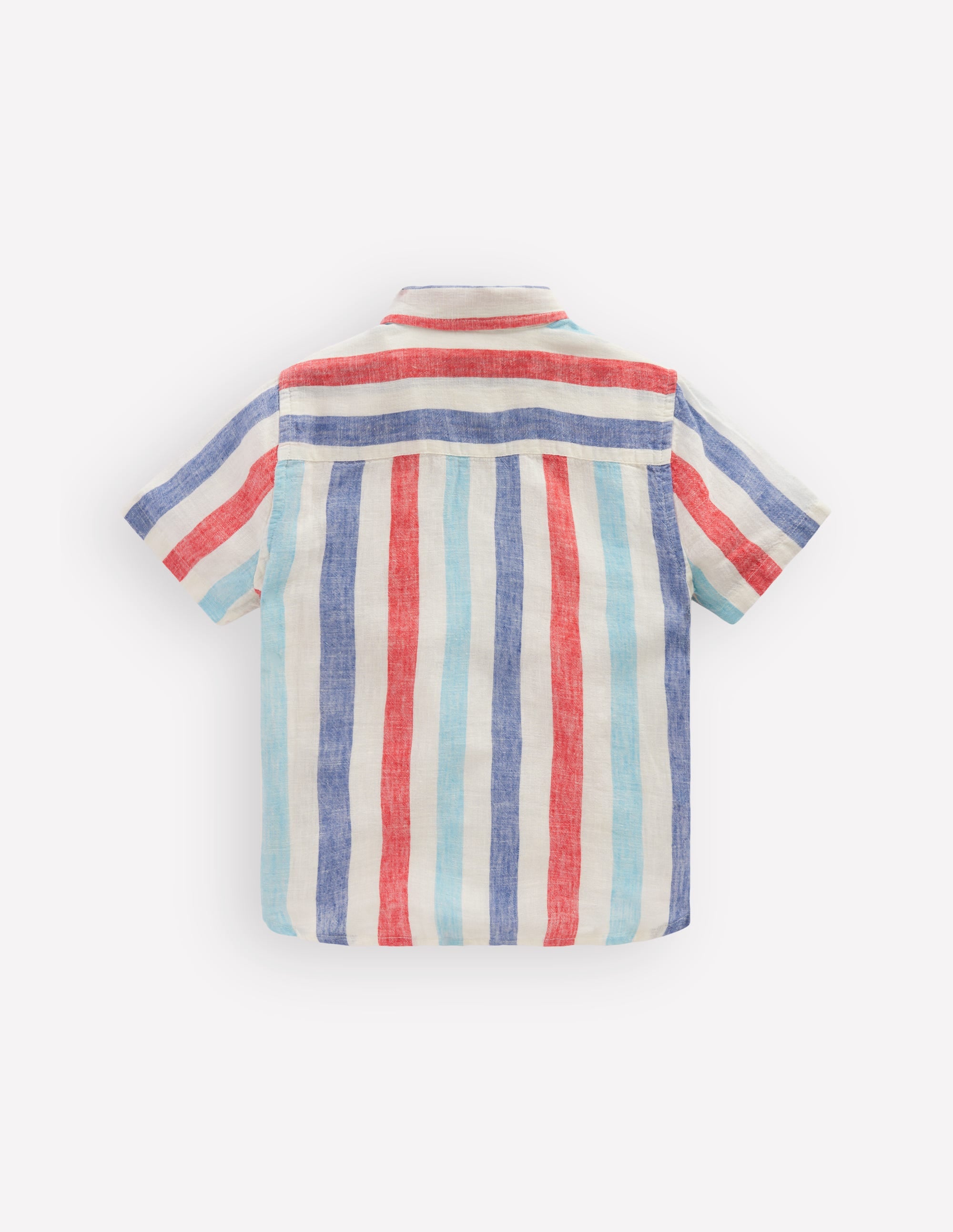 Cotton Linen Shirt-Blue and Red Stripe - Image 3