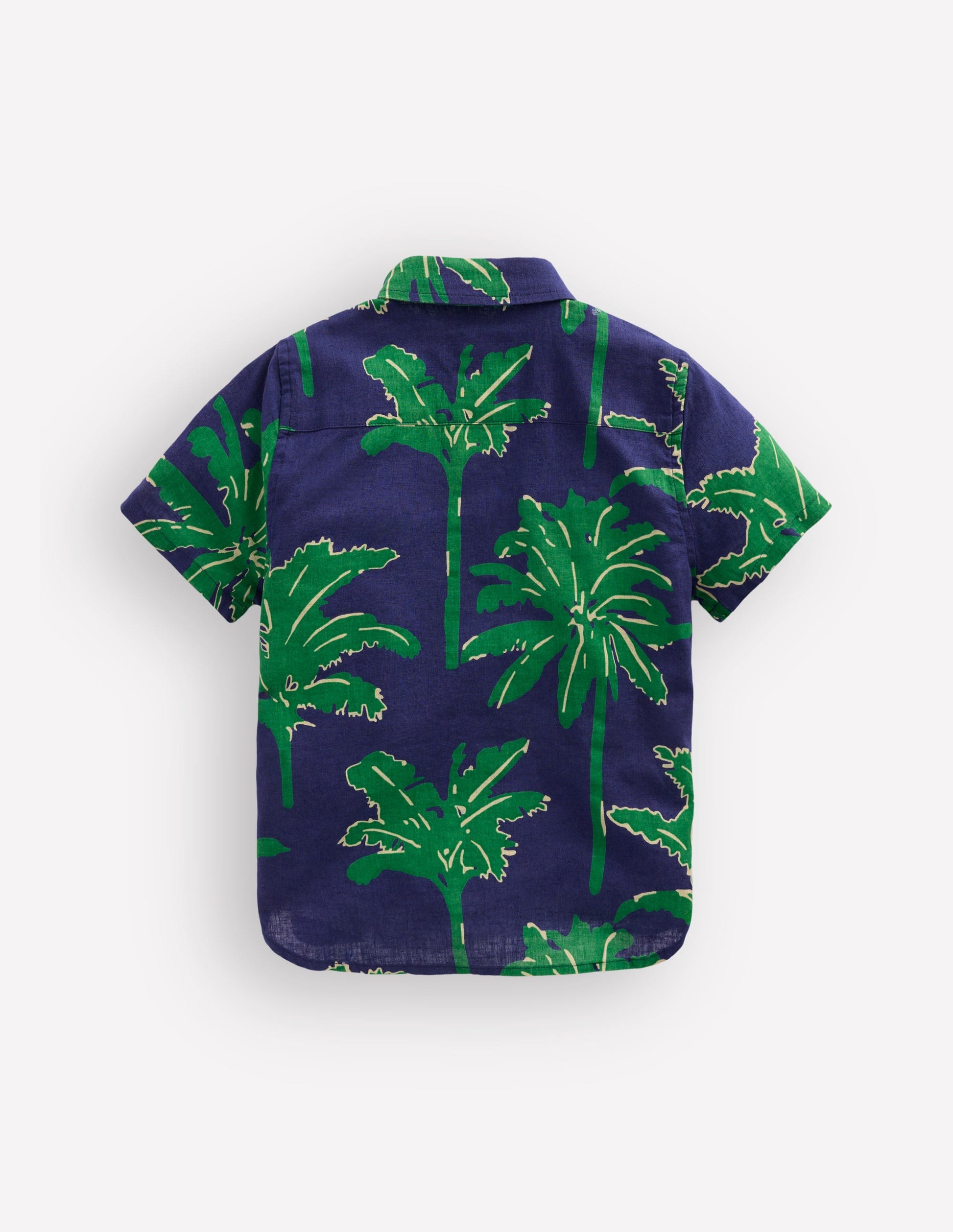 Cotton Linen Shirt-Green Palm Trees-2