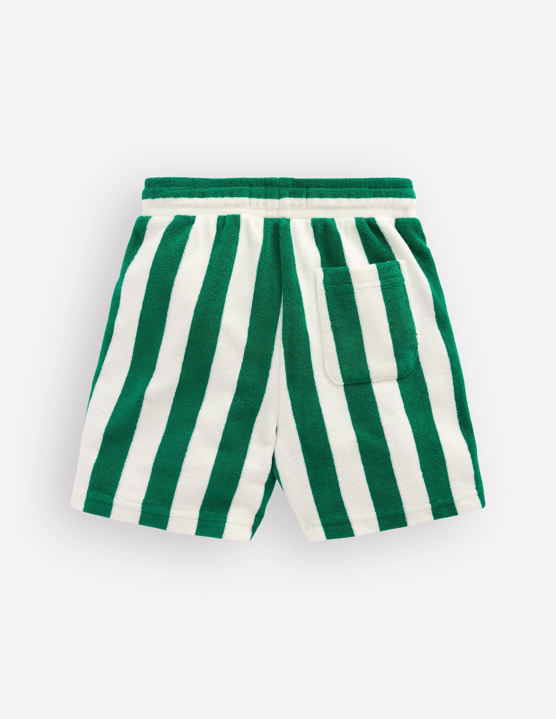 Towelling Shorts-Green and Ivory Stripe-4