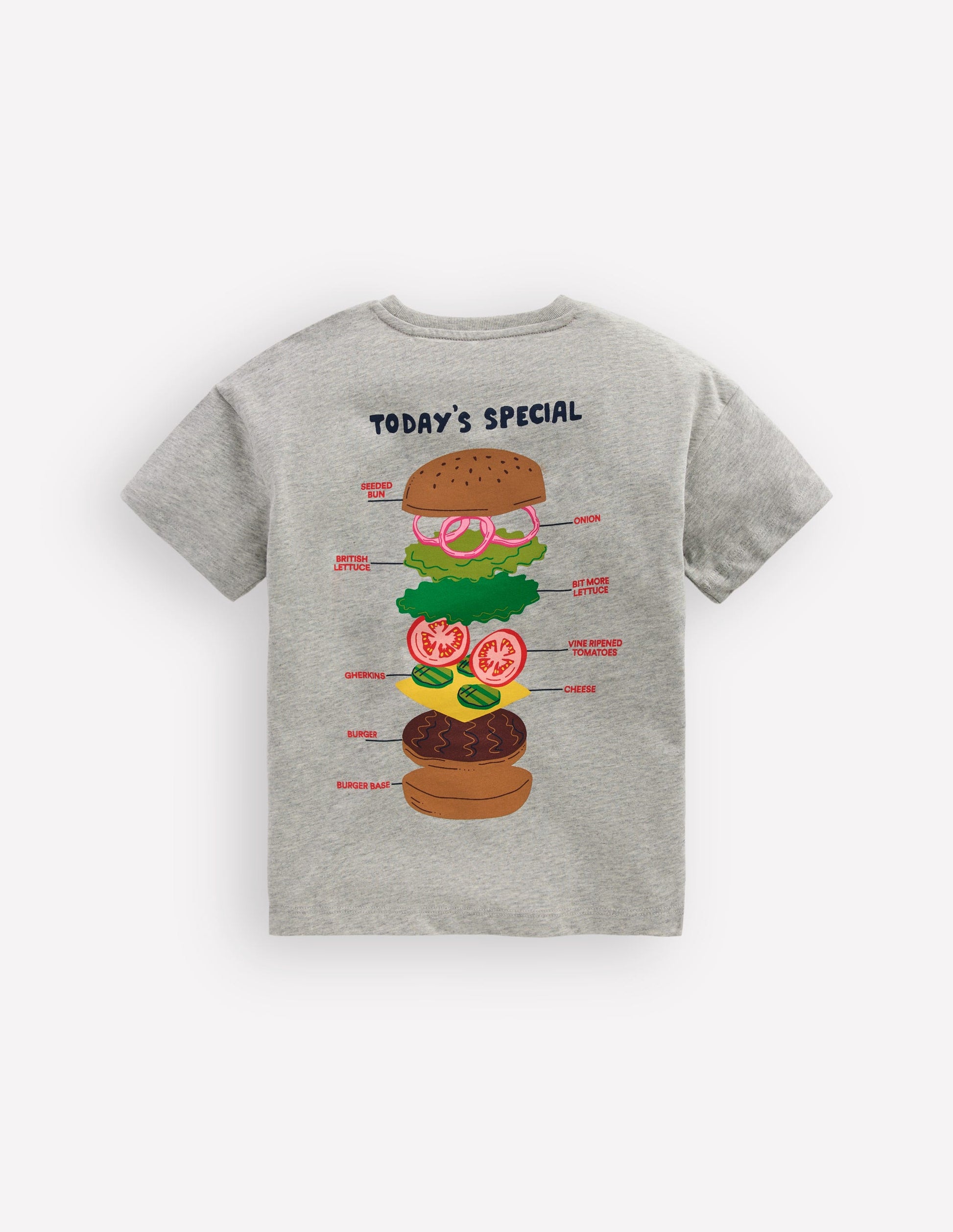 Front & Back Graphic T-shirt-Grey Marl Hamburger-4