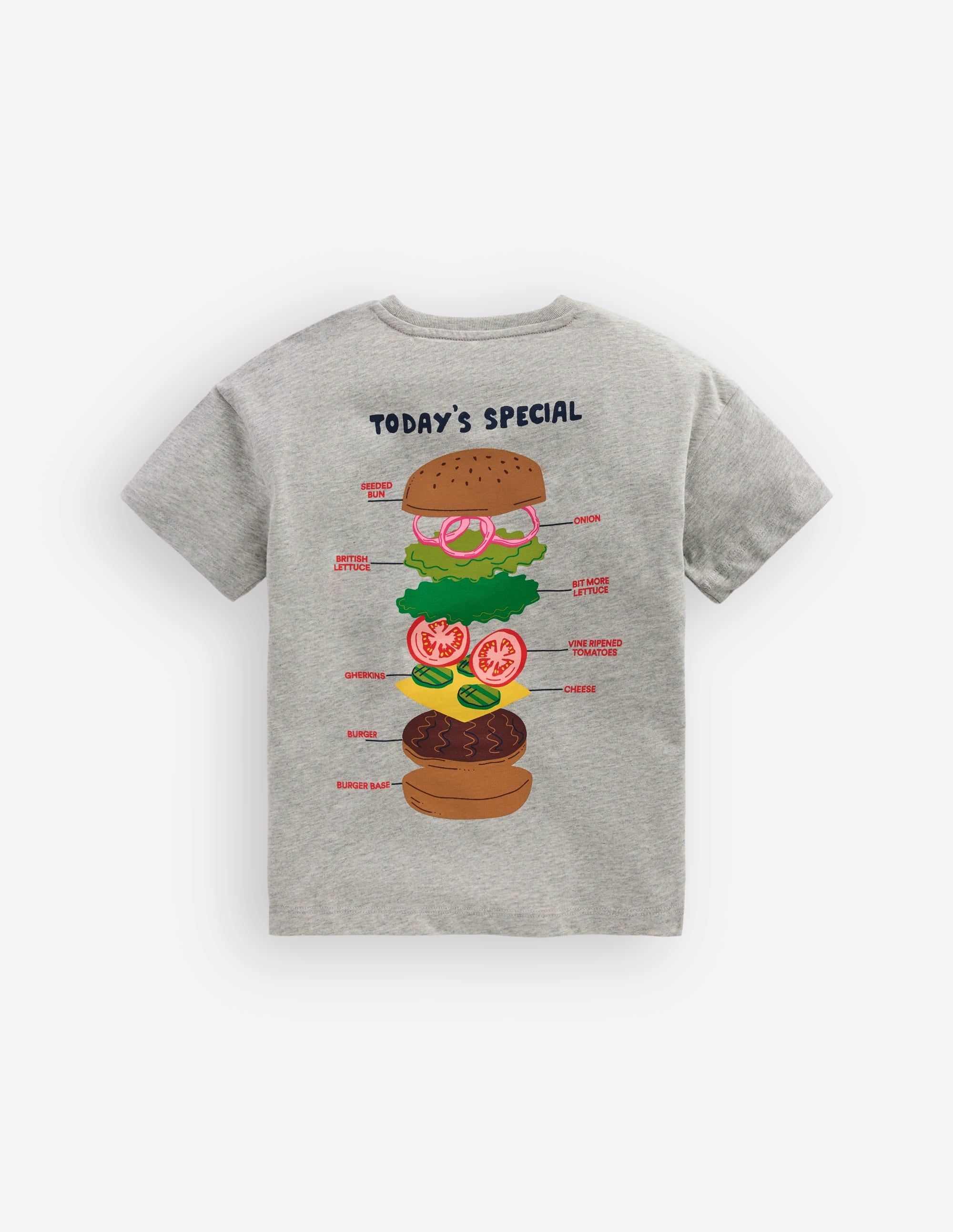 Front & Back Graphic T-shirt-Grey Marl Hamburger - Image 4