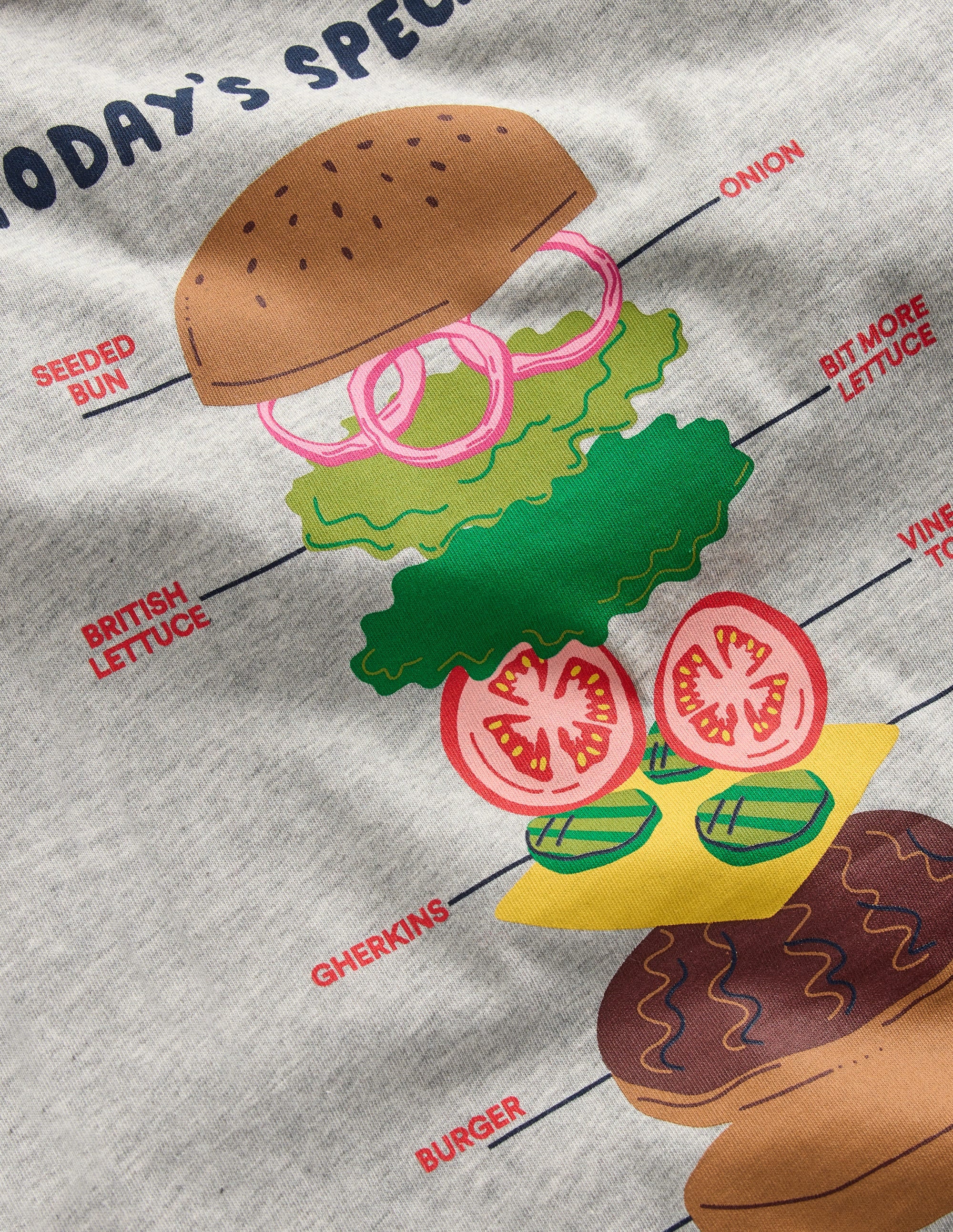 Front & Back Graphic T-shirt-Grey Marl Hamburger - Image 5