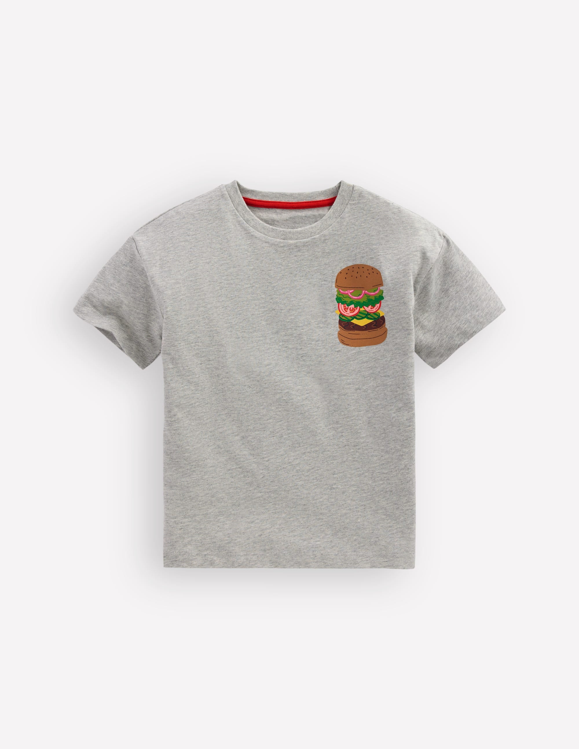 Front & Back Graphic T-shirt-Grey Marl Hamburger - Image 3