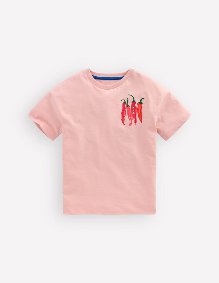 Front & Back Graphic T-shirt-Vintage Pink Chillis