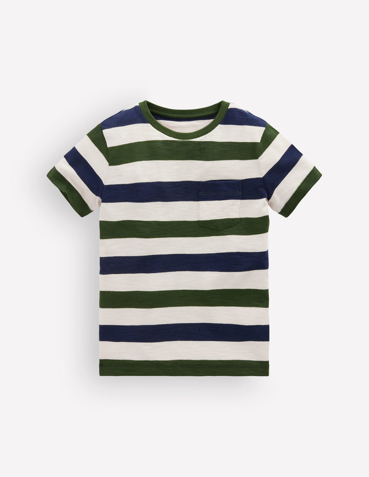 Everyday Short Sleeve T-Shirt-Green and Blue Stripe