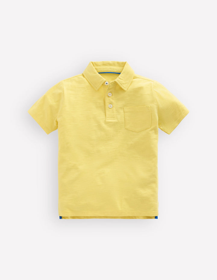 Slub Polo Shirt-Sherbet Lime Yellow