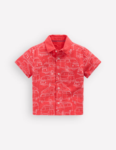 Double Cloth Shirt-Cayenne Embroidery