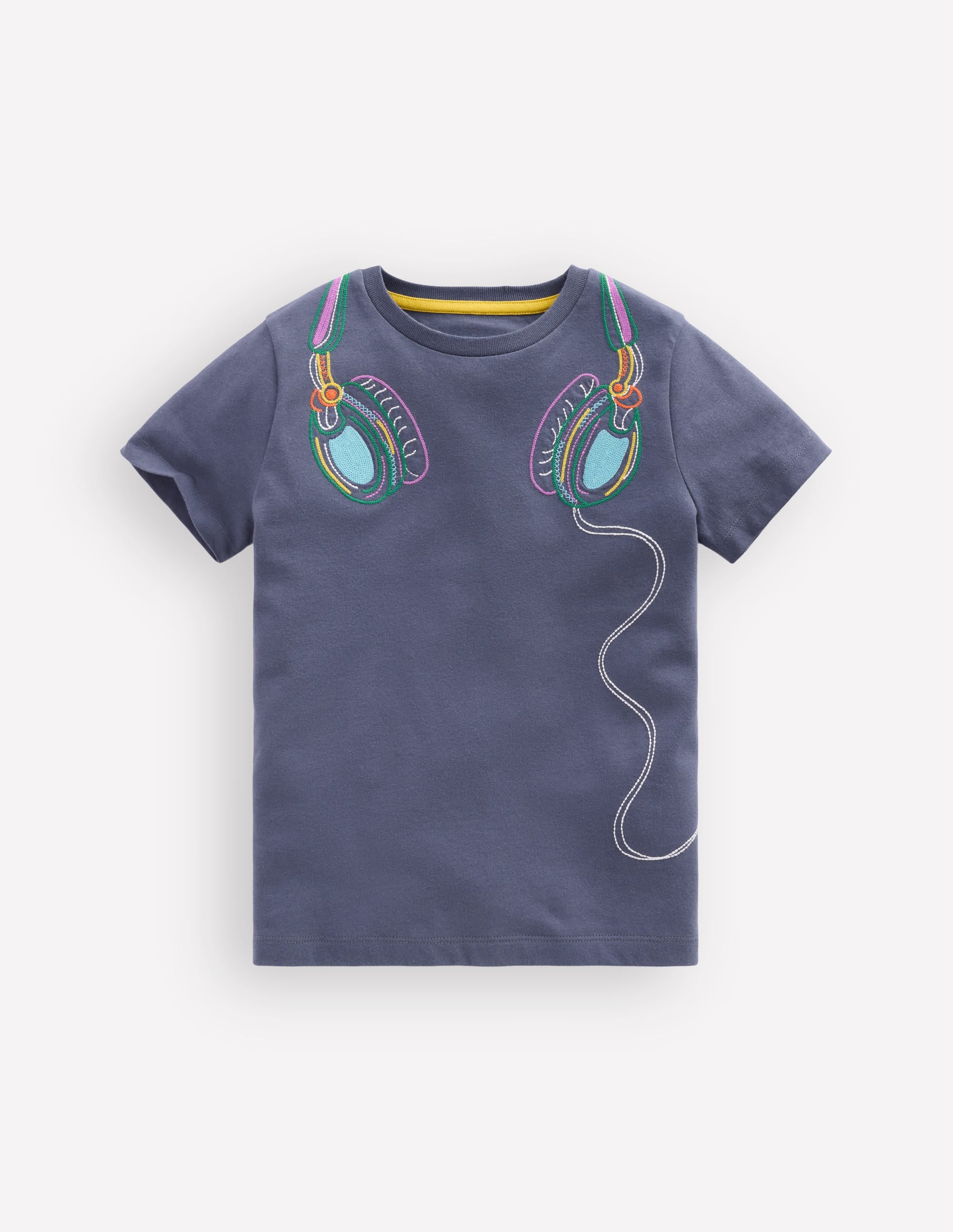 Linear Stitch T-shirt-Vintage Indigo Headphones - Image 2