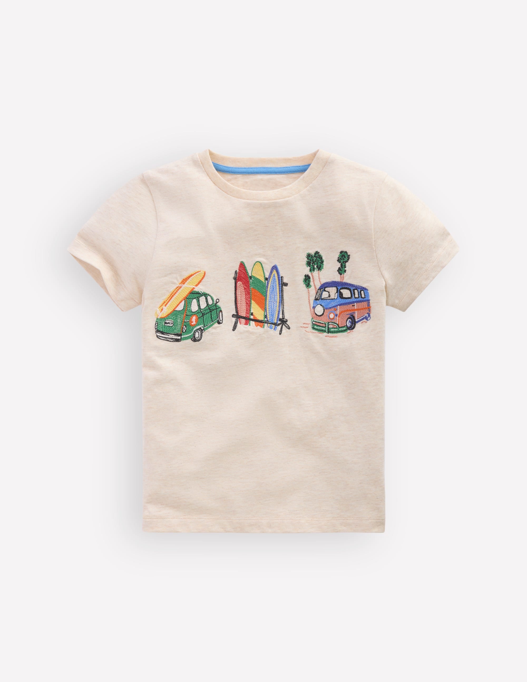 Linear Stitch T-shirt-Oatmeal Marl Holiday - Image 3