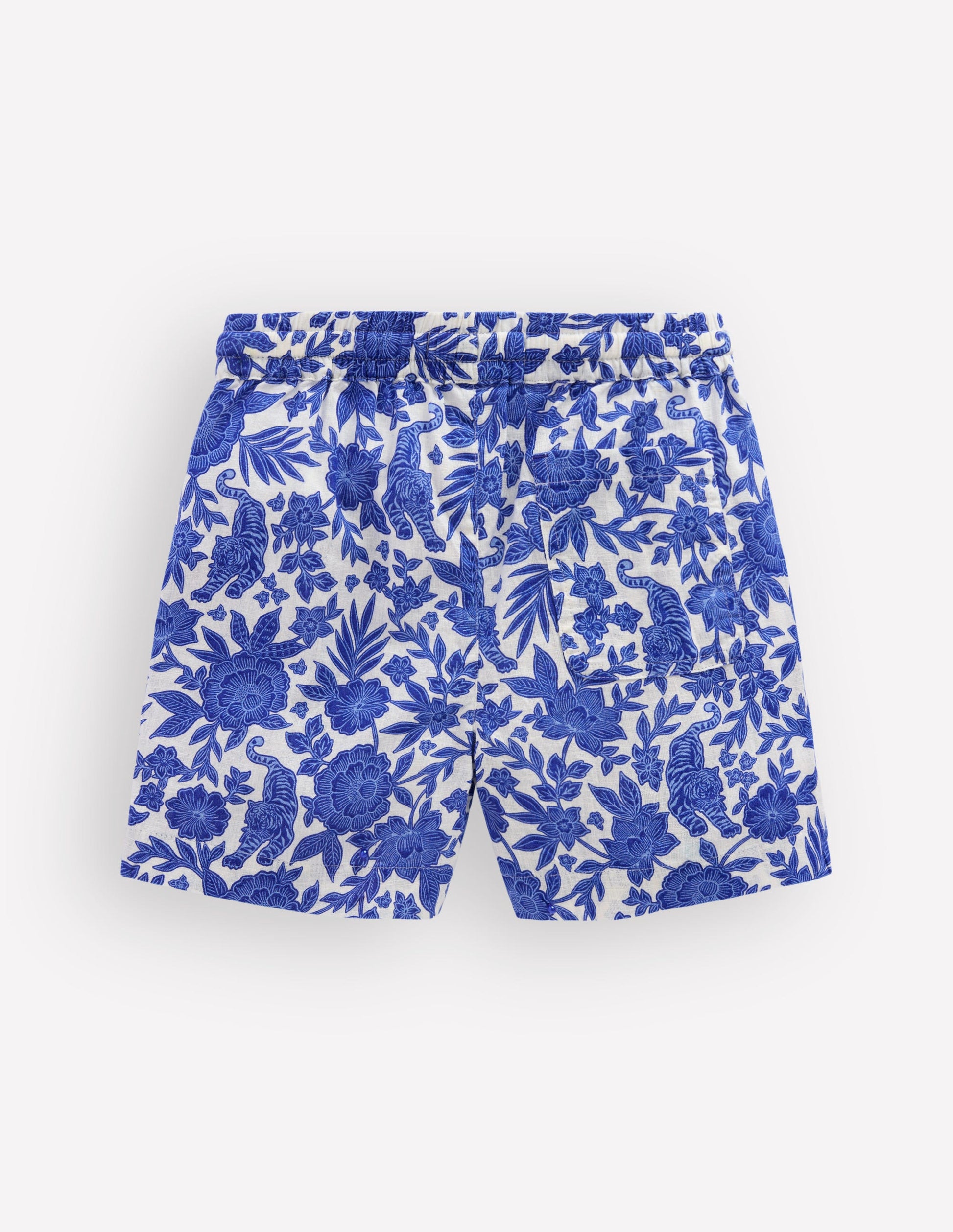 Cotton Linen Shorts-Jungle Woodblock-2