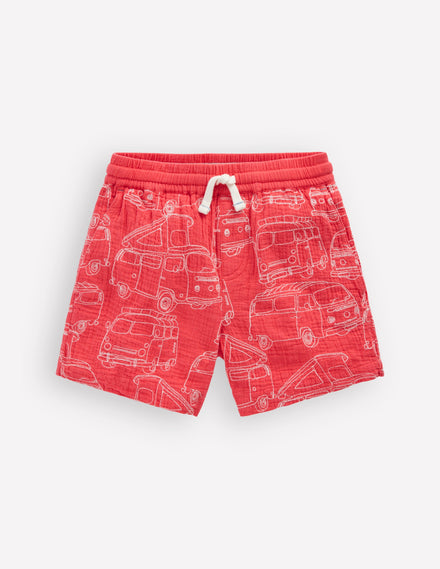 Double Cloth Shorts-Cayenne Embroidery