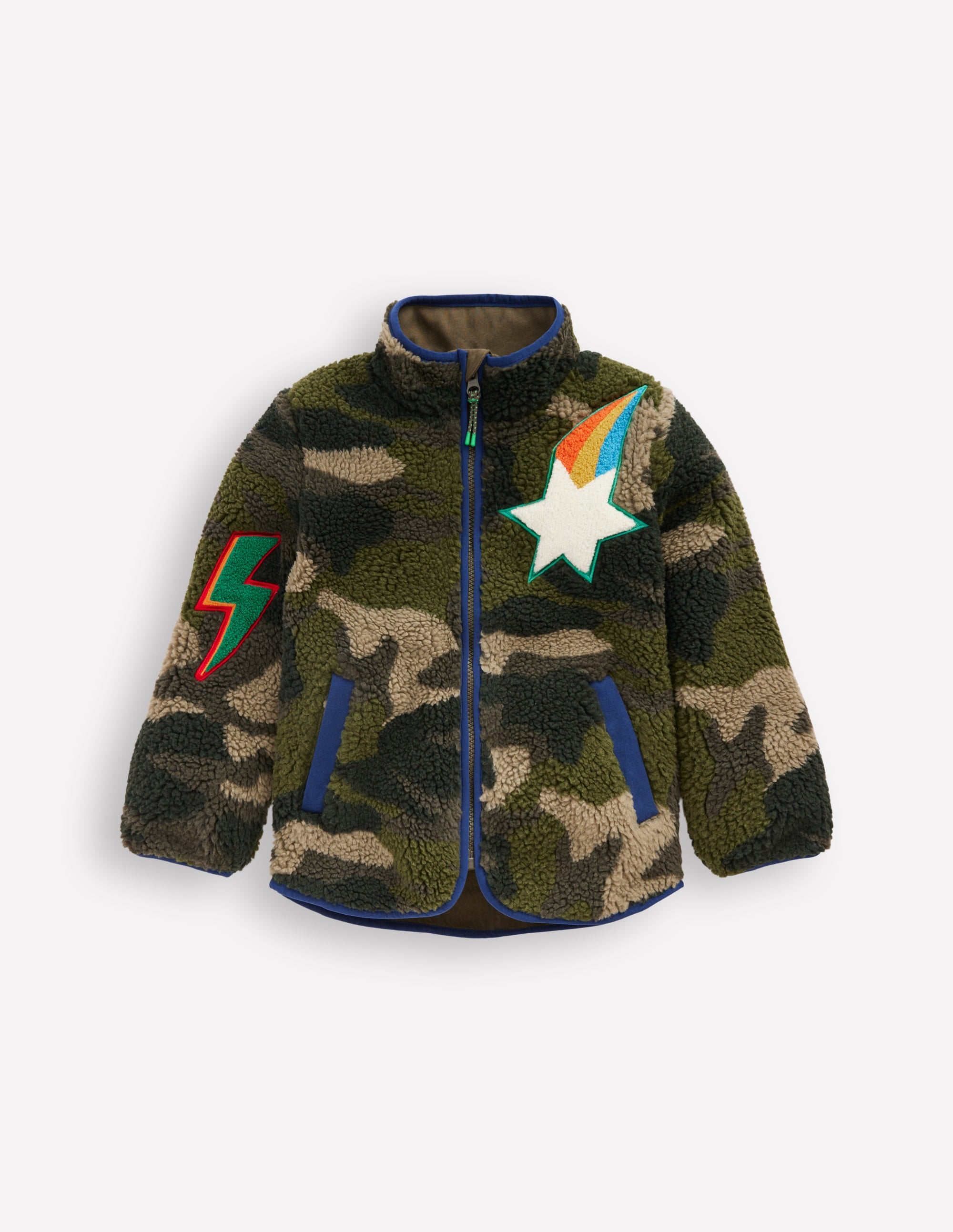 Cosy Borg Jacket-Camo Badges | Boden USA