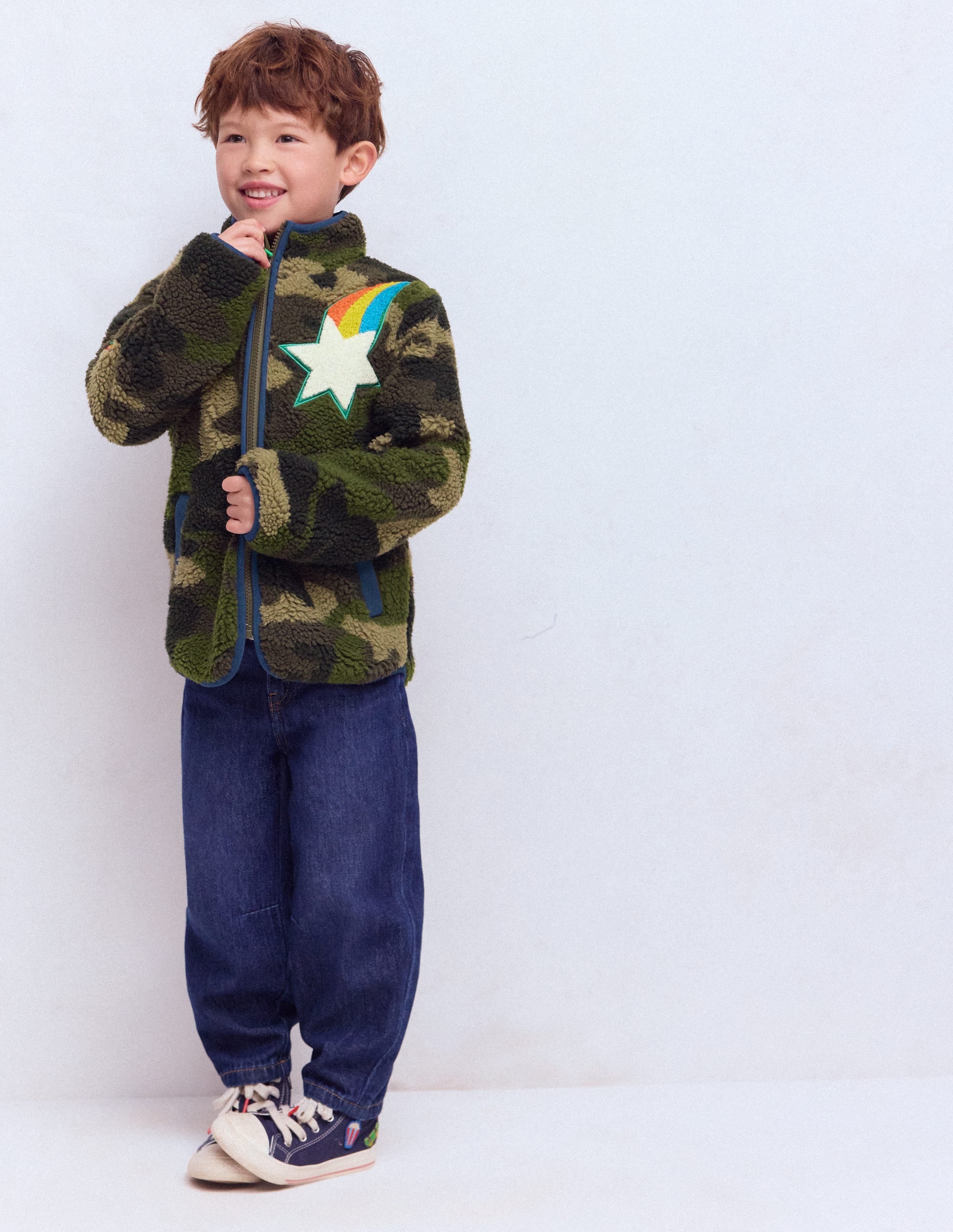Cosy Borg Jacket-Camo Badges | Boden USA