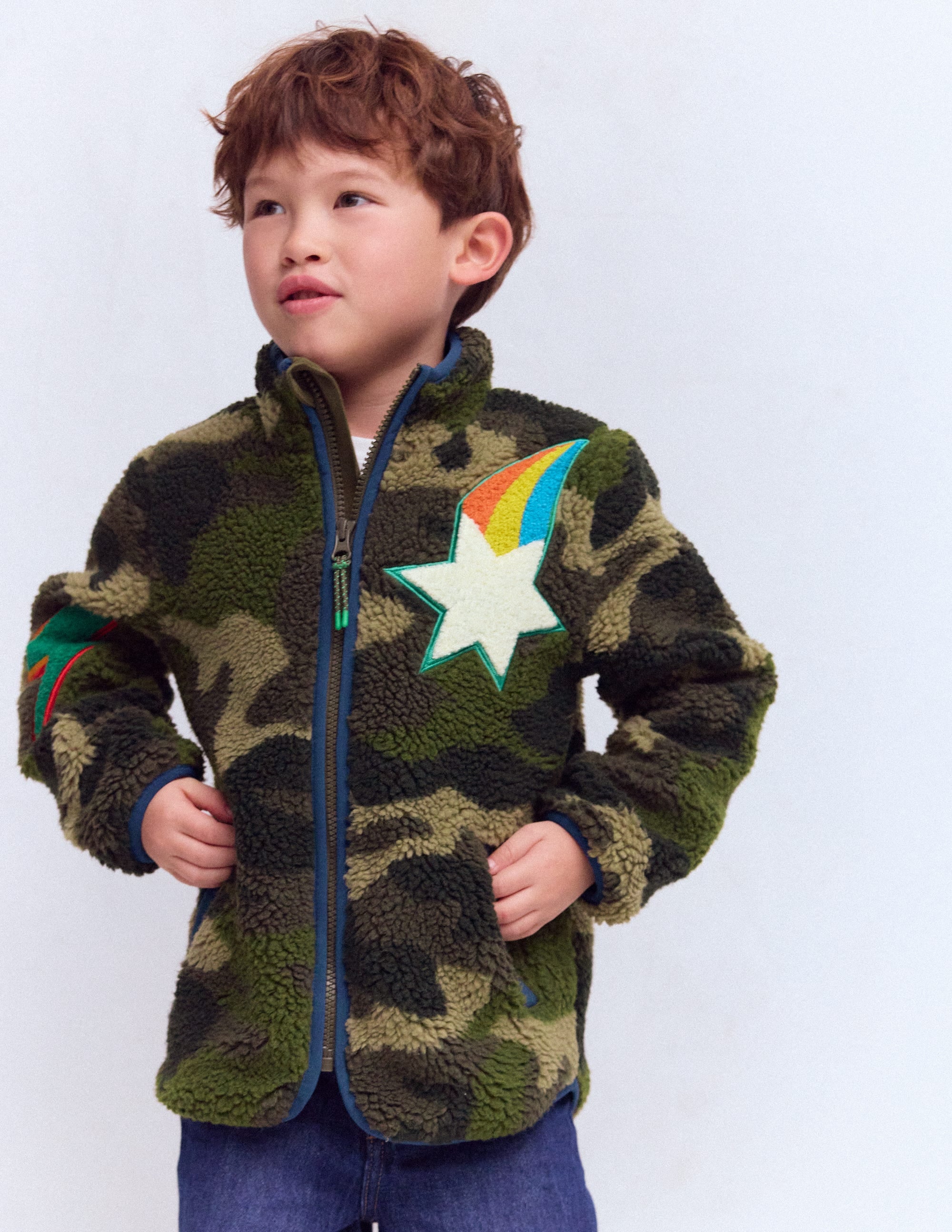 Cosy Borg Jacket-Camo Badges | Boden USA