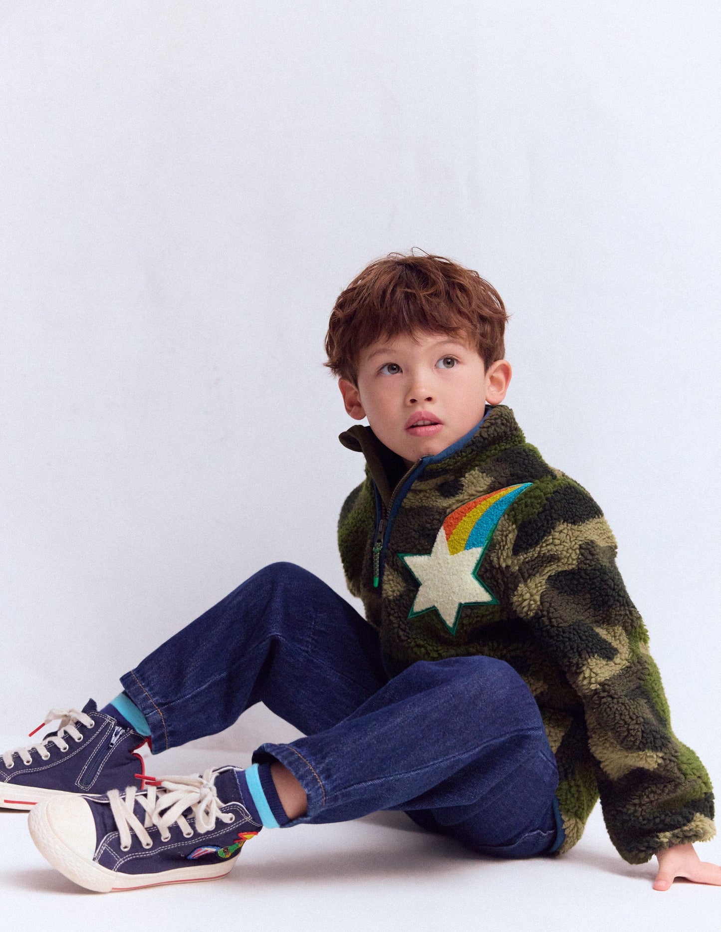 Cosy Borg Jacket-Camo Badges