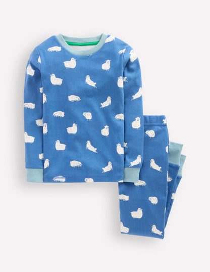Snug Long John Pajamas-Bluejay Sheep-1
