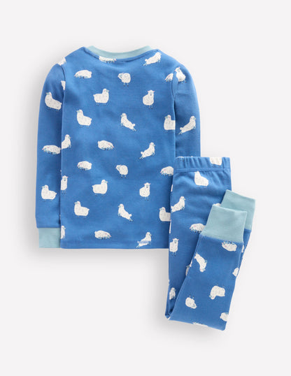 Snug Long John Pajamas-Bluejay Sheep-2