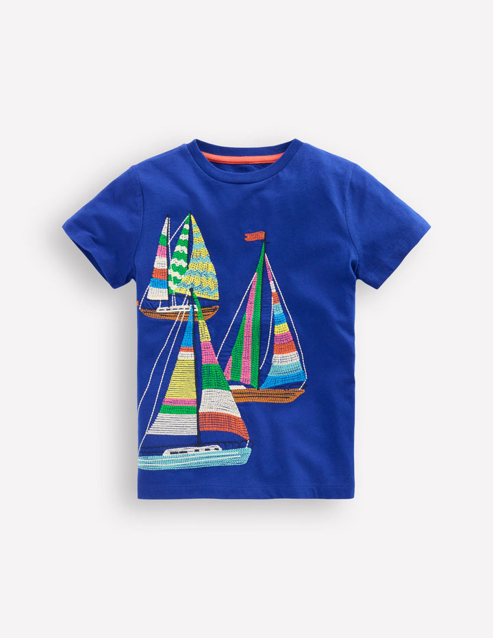 Superstitch T-Shirt-Sapphire Blue Boats