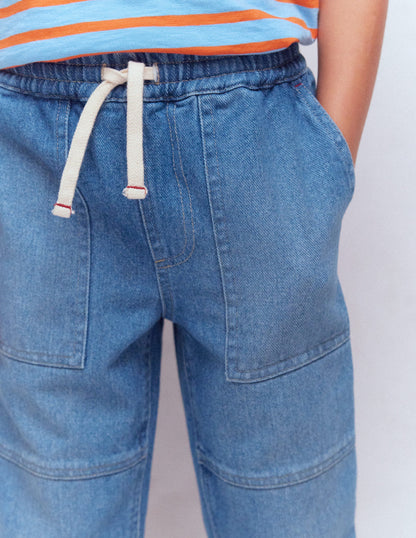 Warrior Knee Jeans-Mid Blue Wash-2